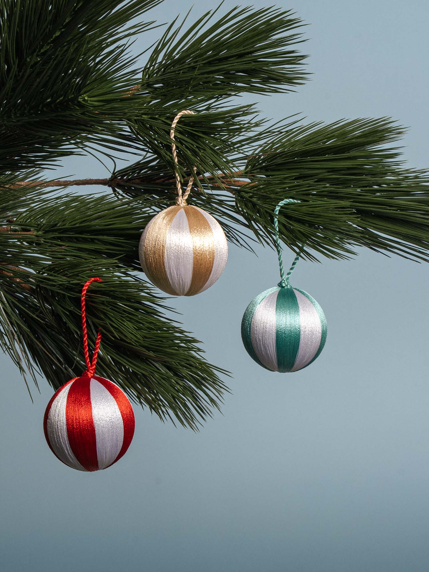 Stripe Bauble M Set/3 - Multi White