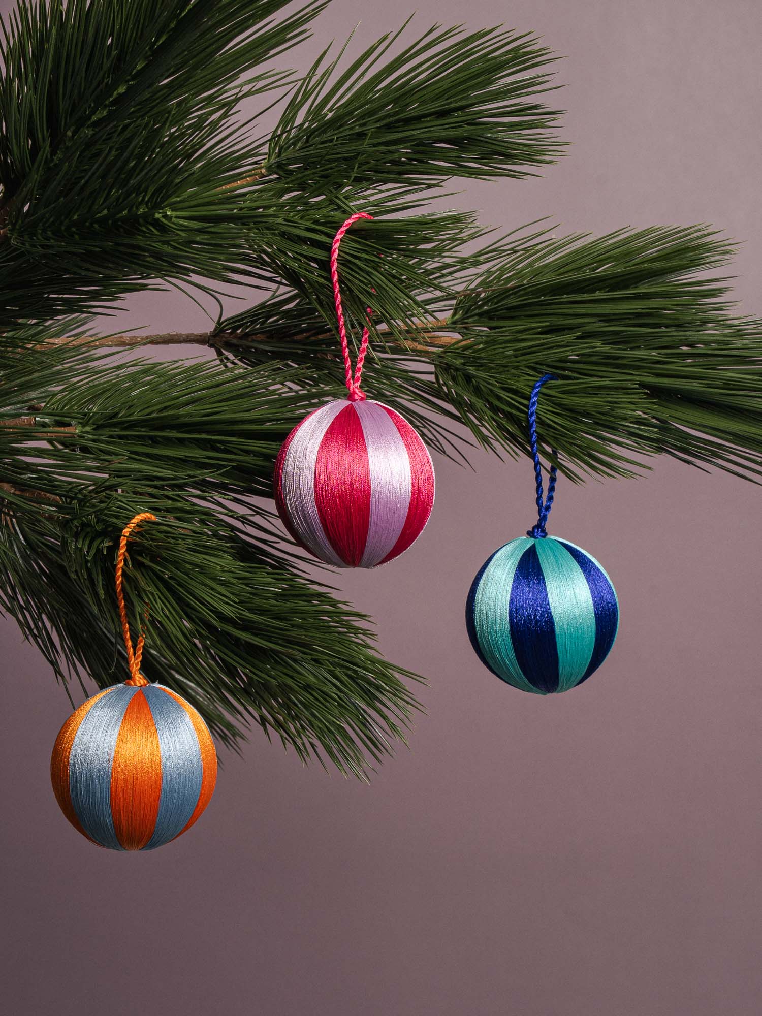 Stripe Bauble M Set/3 - Multi Colour