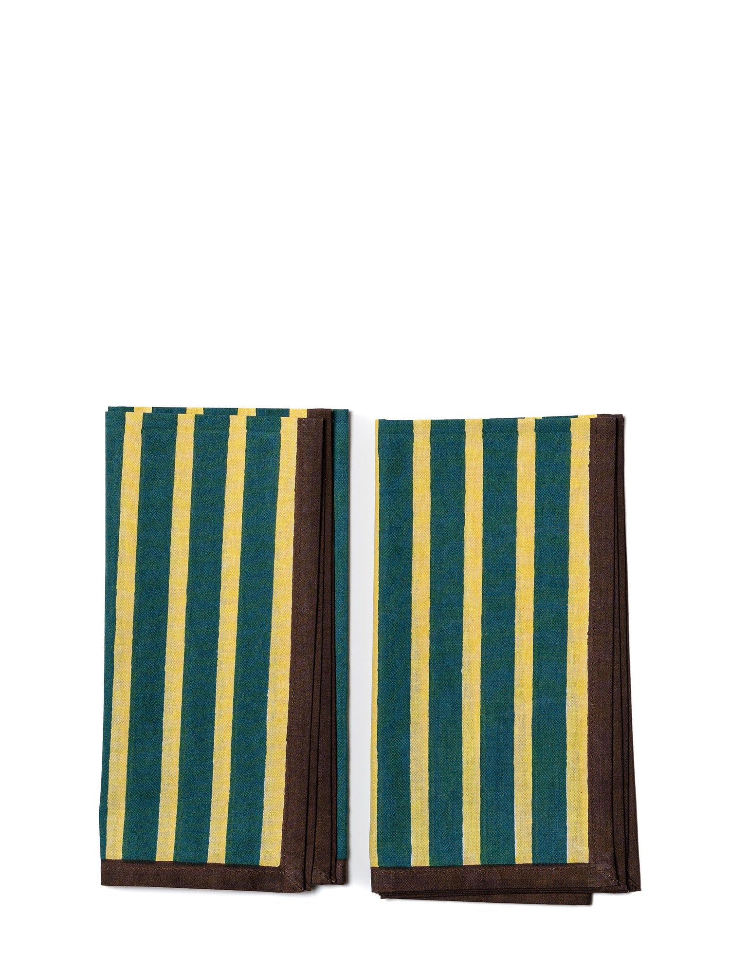 yellow green stripe cotton napkin set