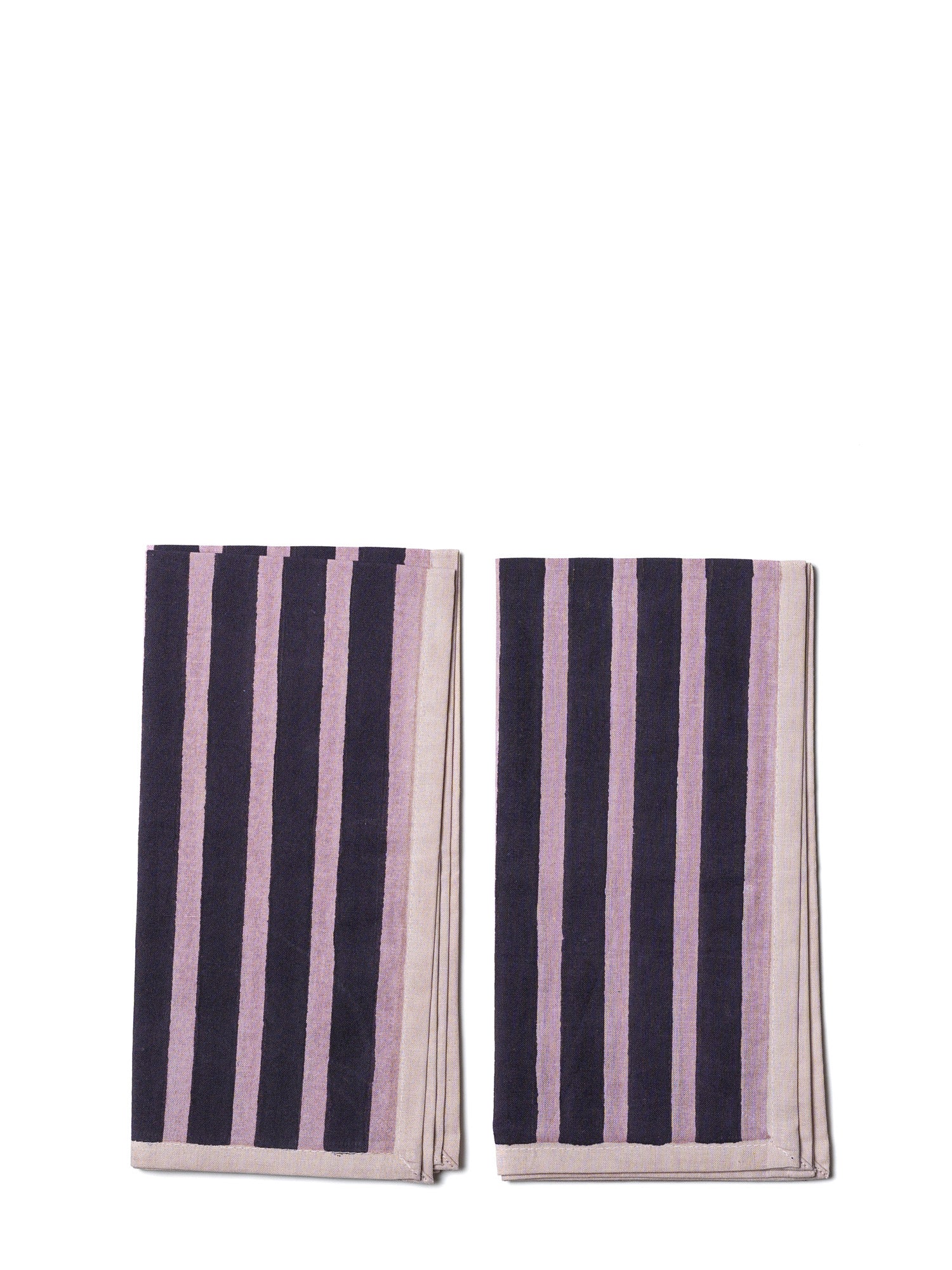 purple stripe cotton napkin set