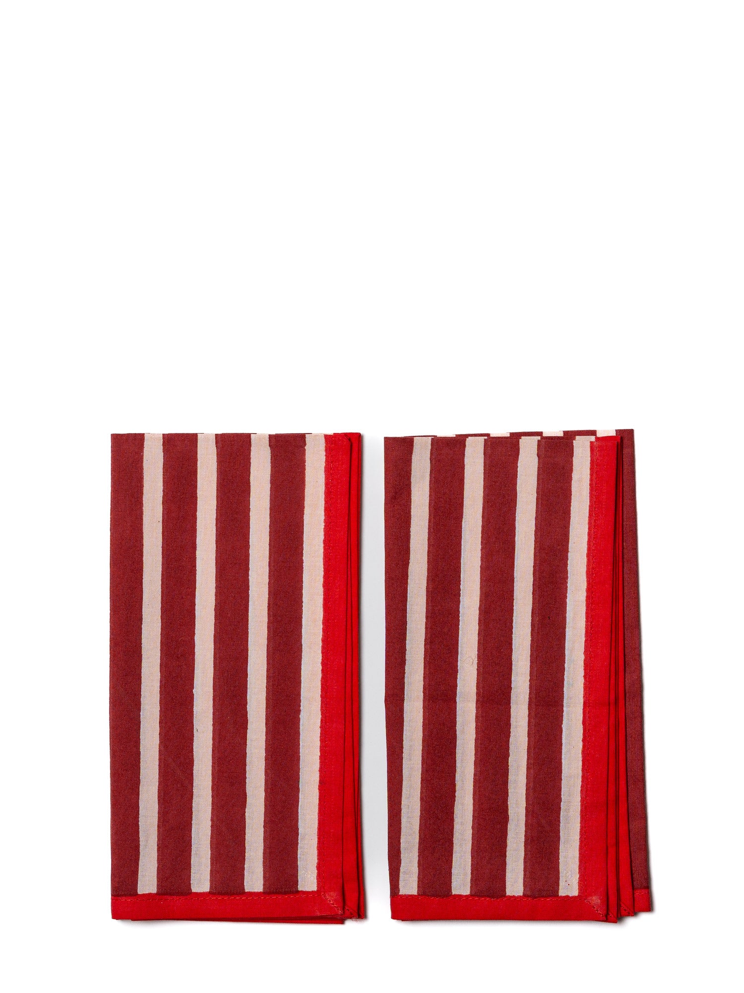 red stripe cotton napkin set