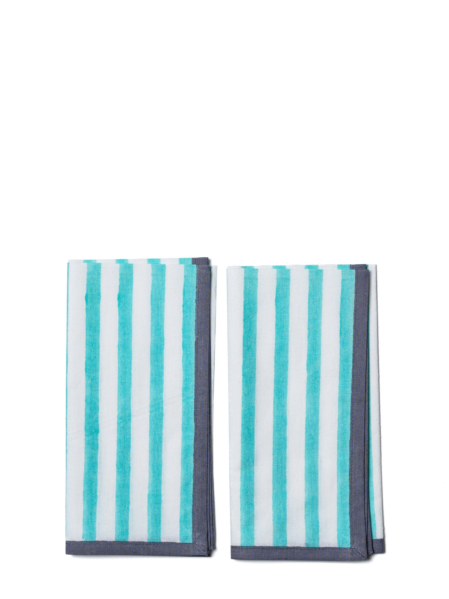 blue white stripe cotton napkin set