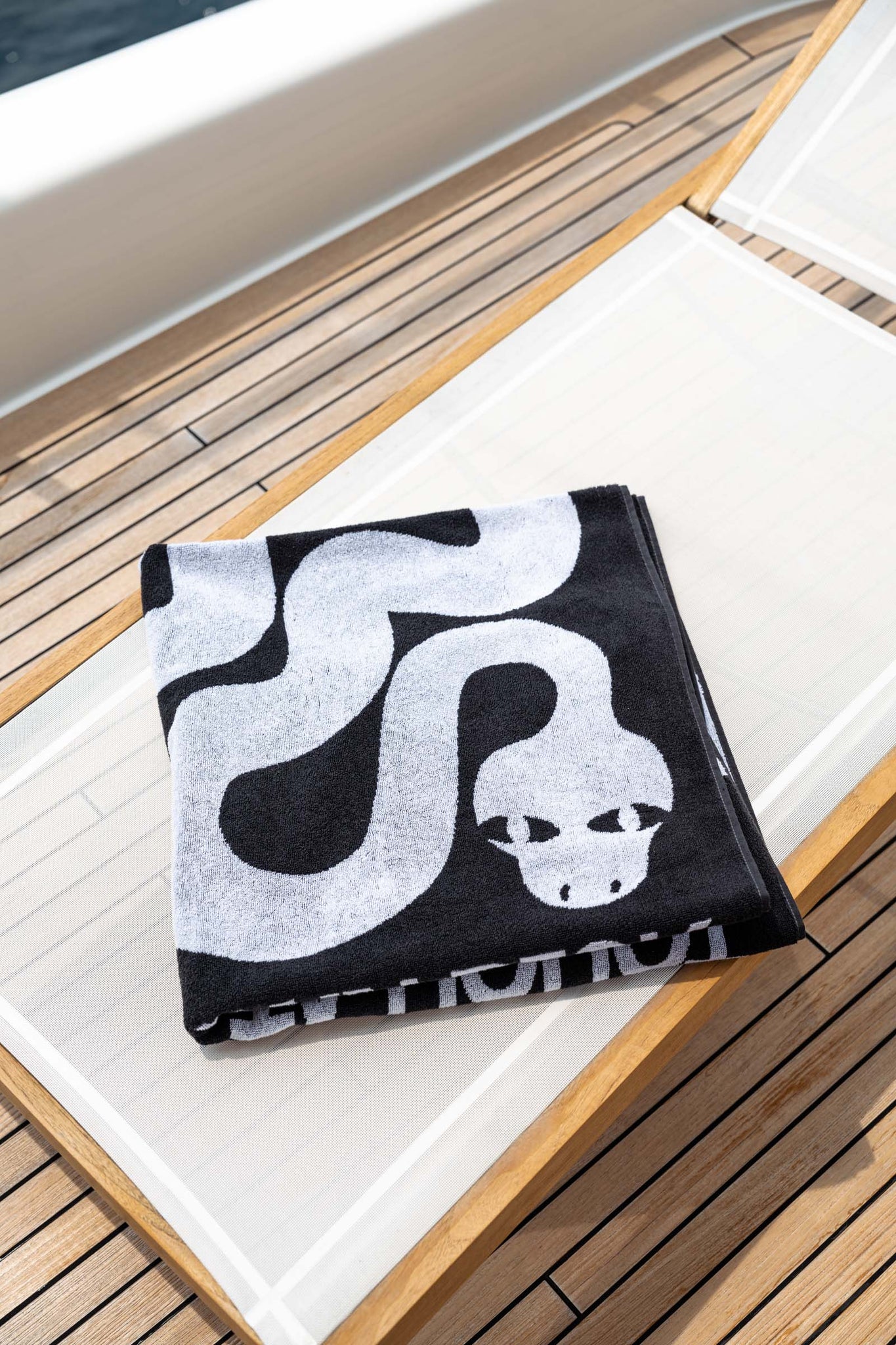 Alex khabbazi black and white snake beach towel 
