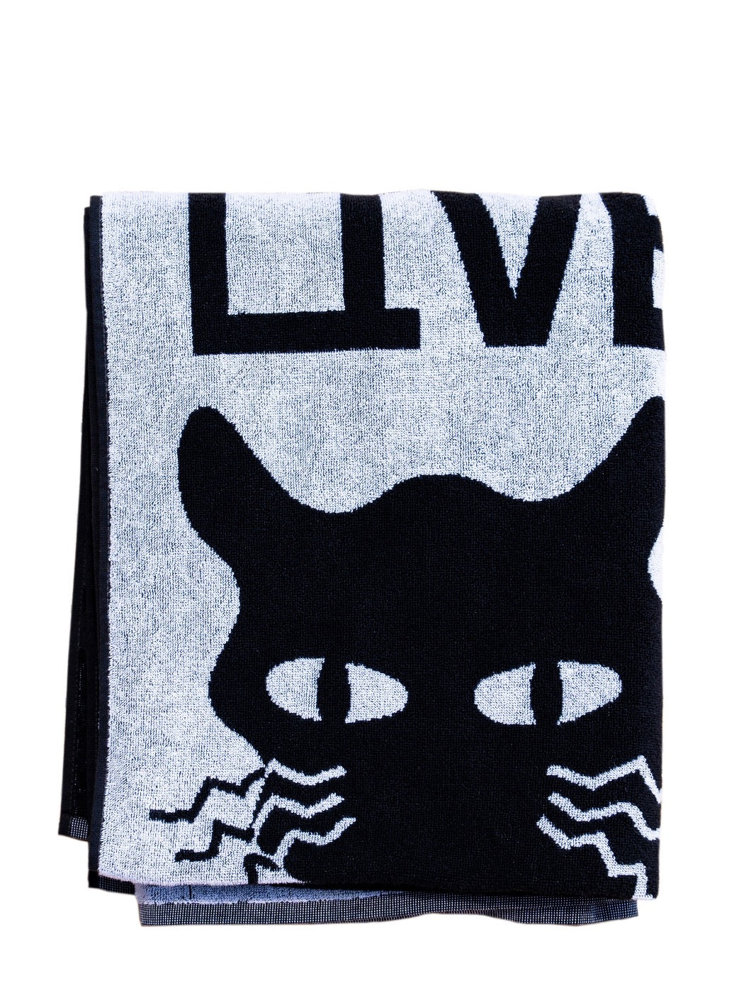 Alexander khabbazi black and white cat nine lives beach towel
