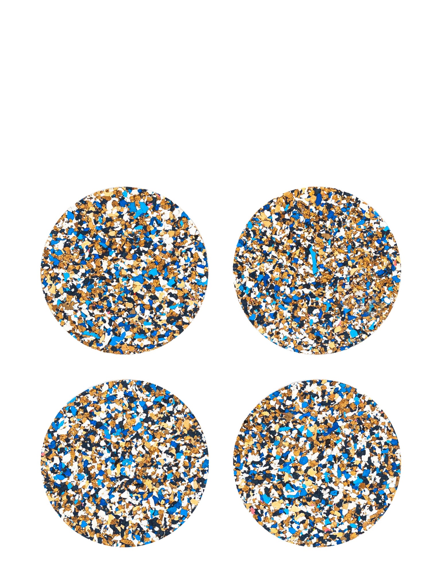 set of 4 blue recycled cork coasters