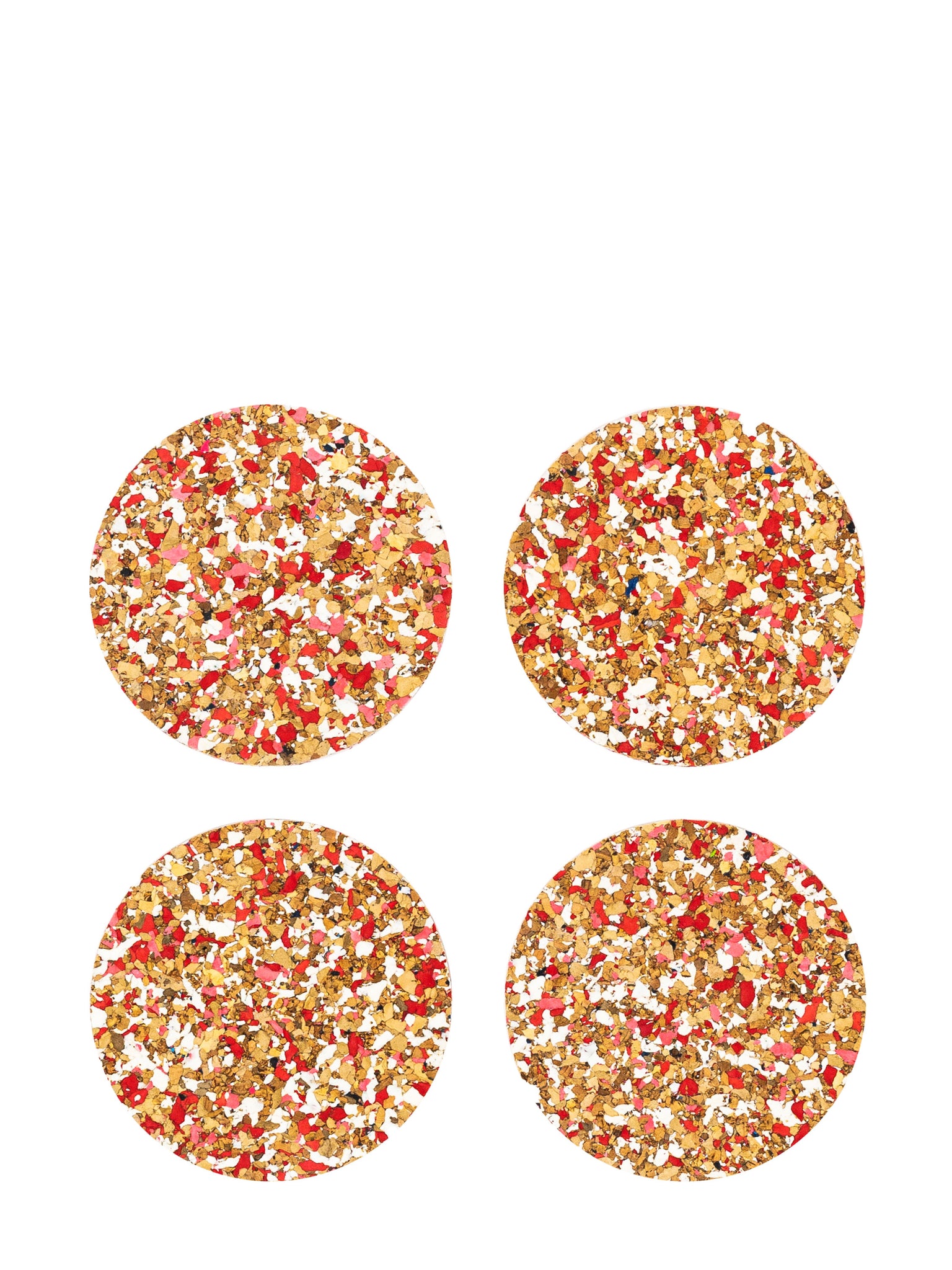 set of 4 red recycled rounds cork coasters by Yod&CO