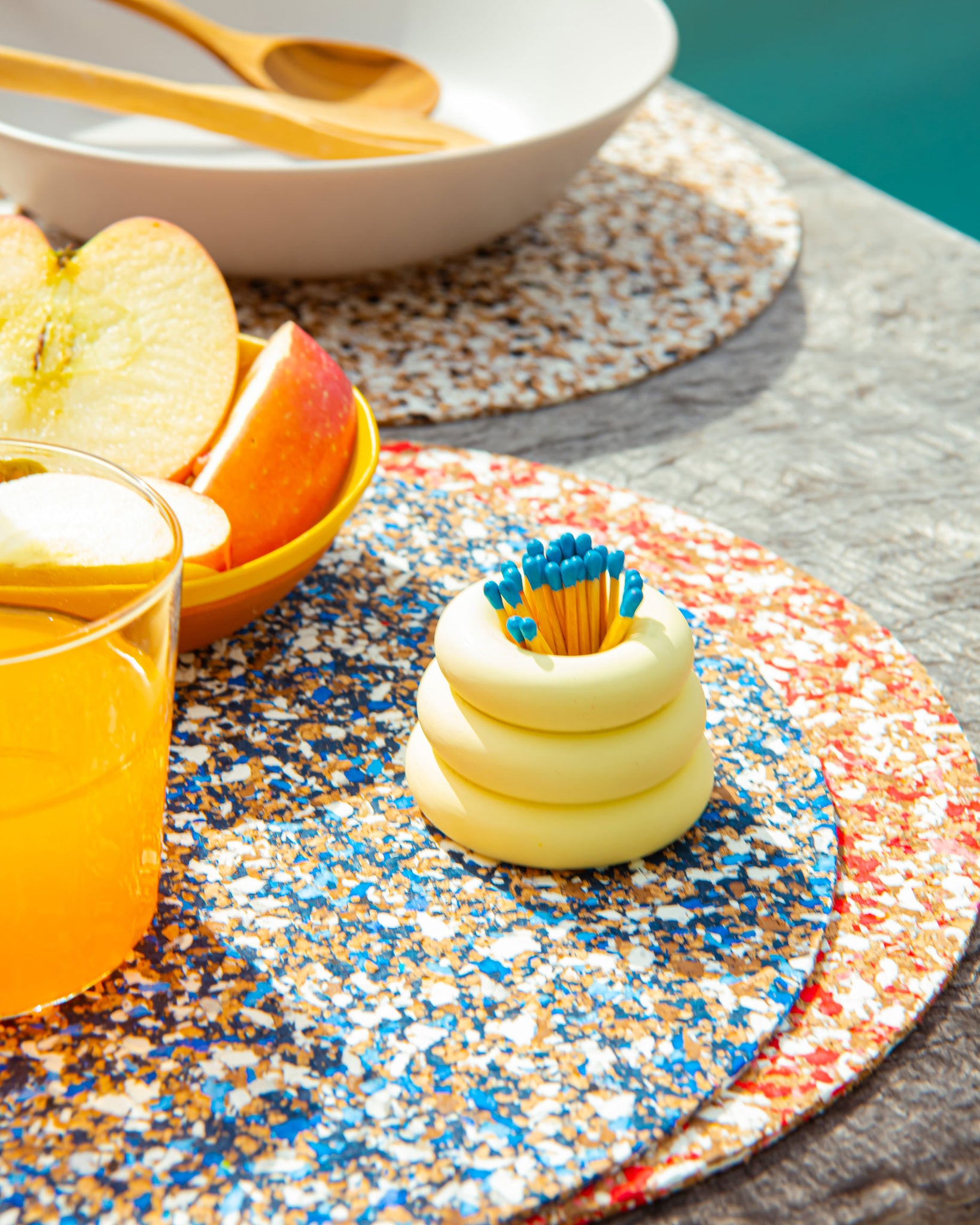 recycled blue cork round placemats