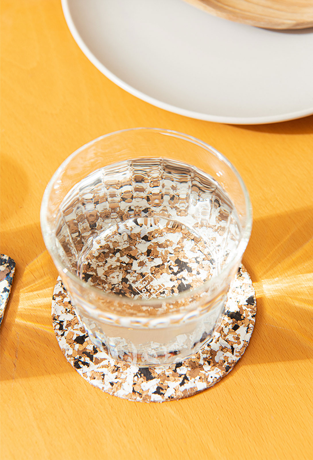 black and white recycled cork coasters