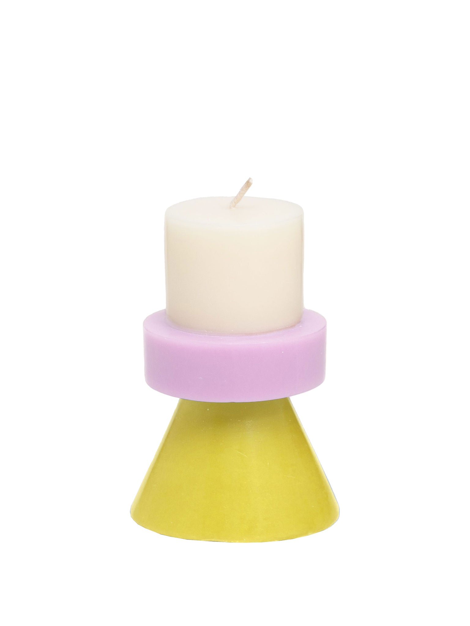 Stack Candle mini by Yod and co in white, purple and yellow