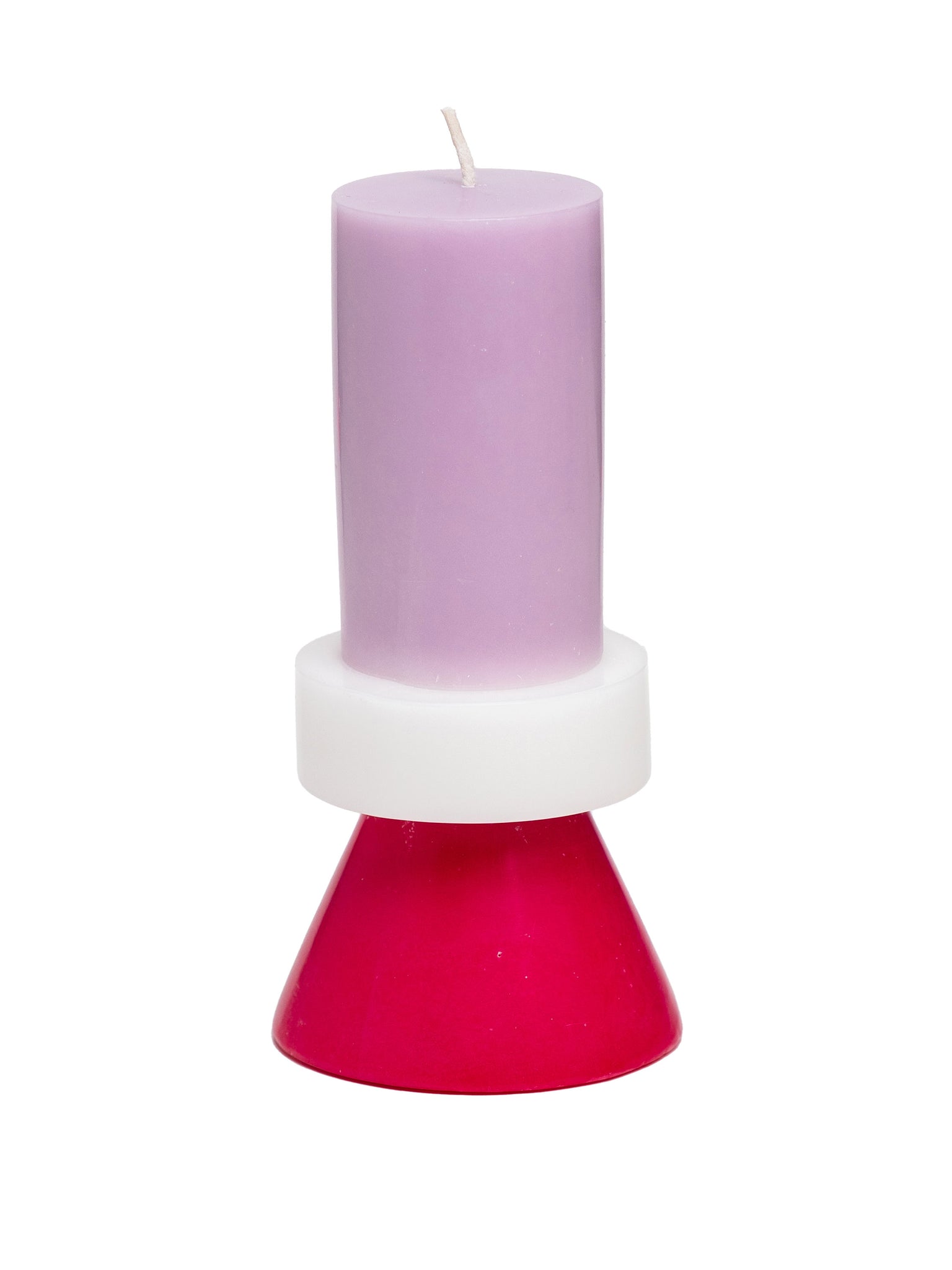Stack Candle Tall, shaped candles by Yod and co in purple, white, red