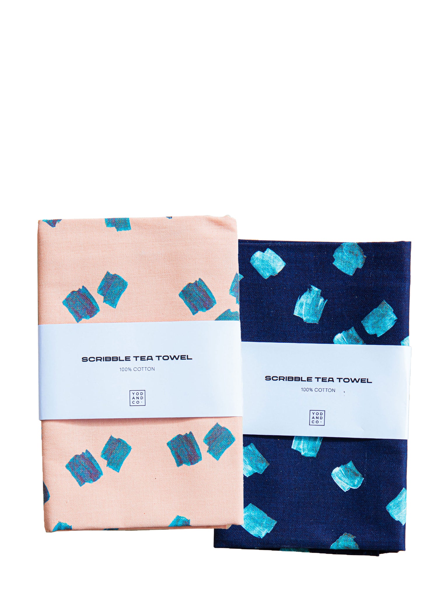 pink and blue graphic cotton tea towel set