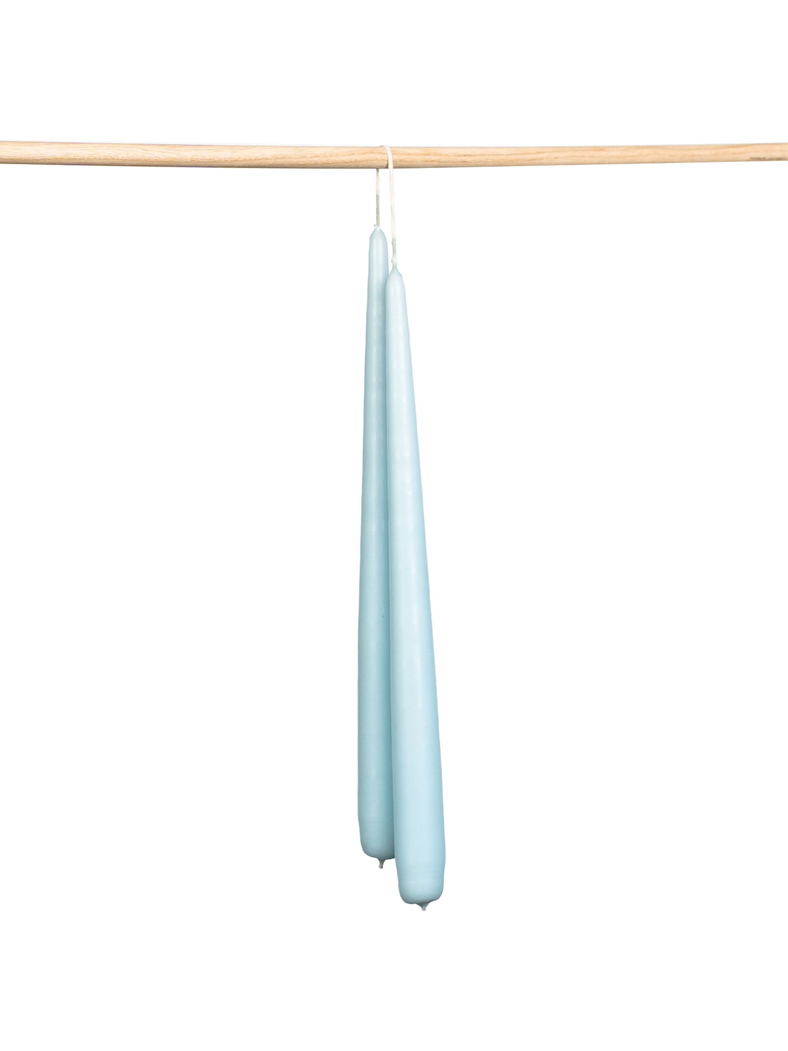 Tapered hand dipped dinner candles 28cm in light blue