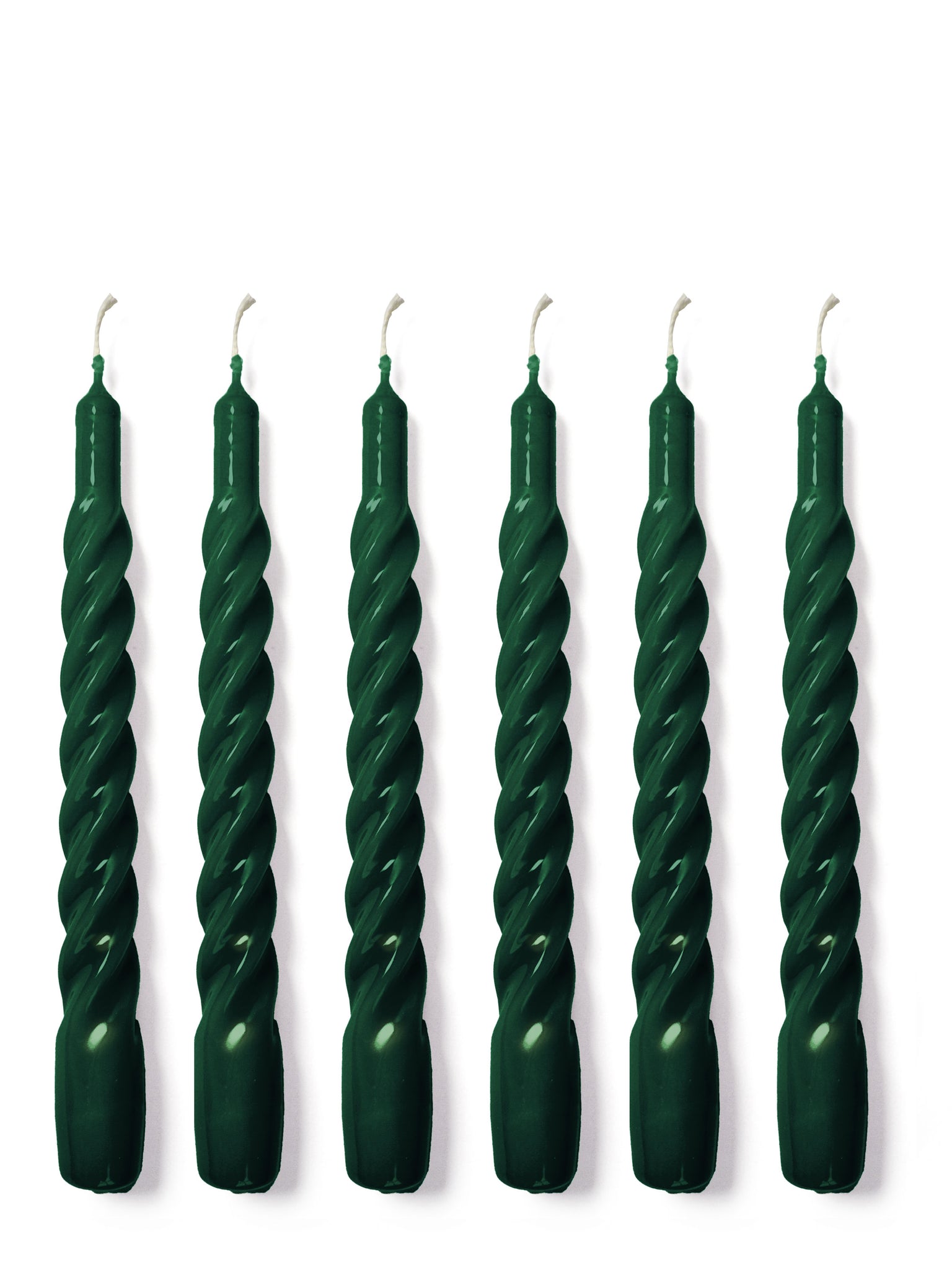 Dark green glossy twisted candles
