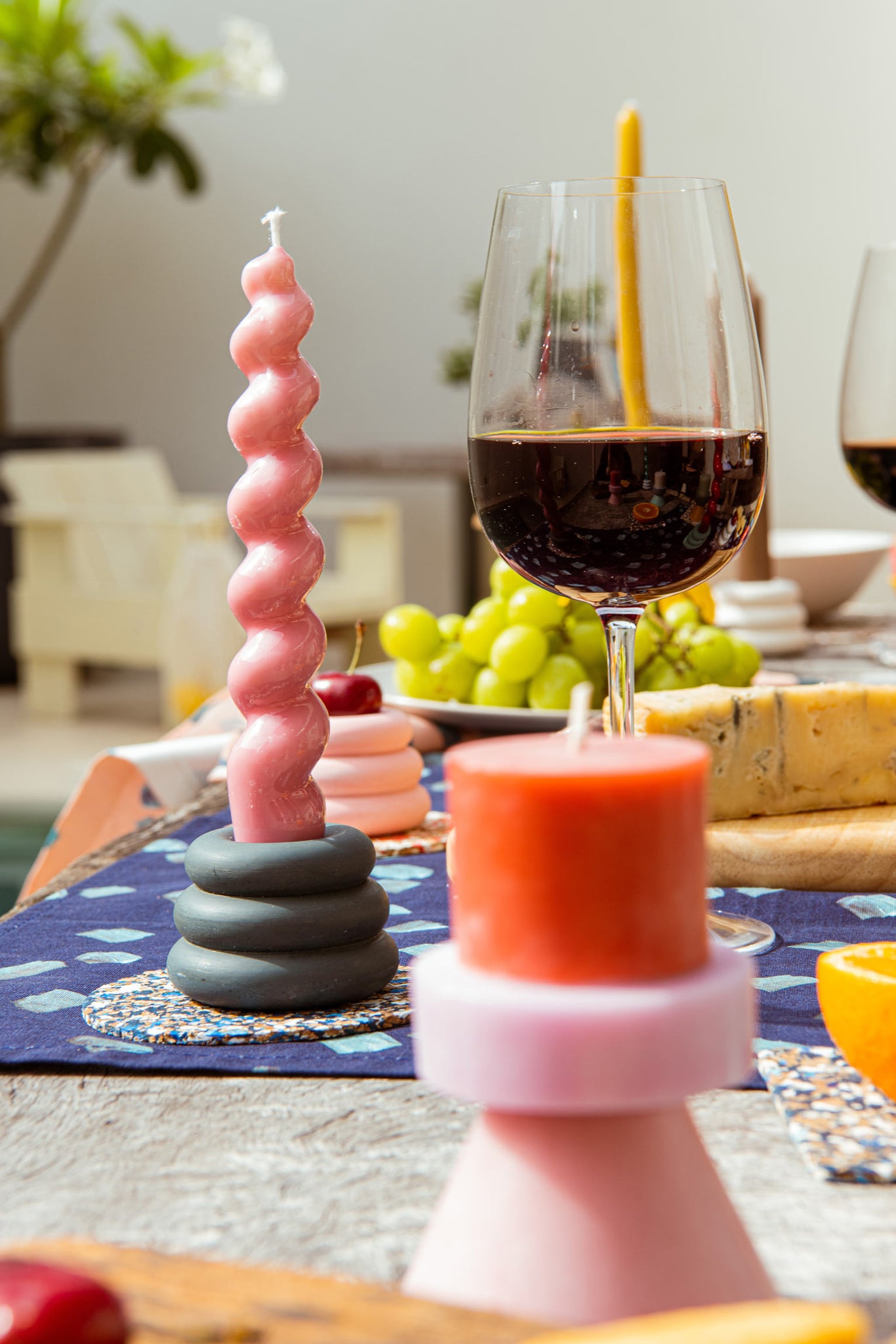 charcoal donut triple ring Jesmonite Candleholder by Yod&CO