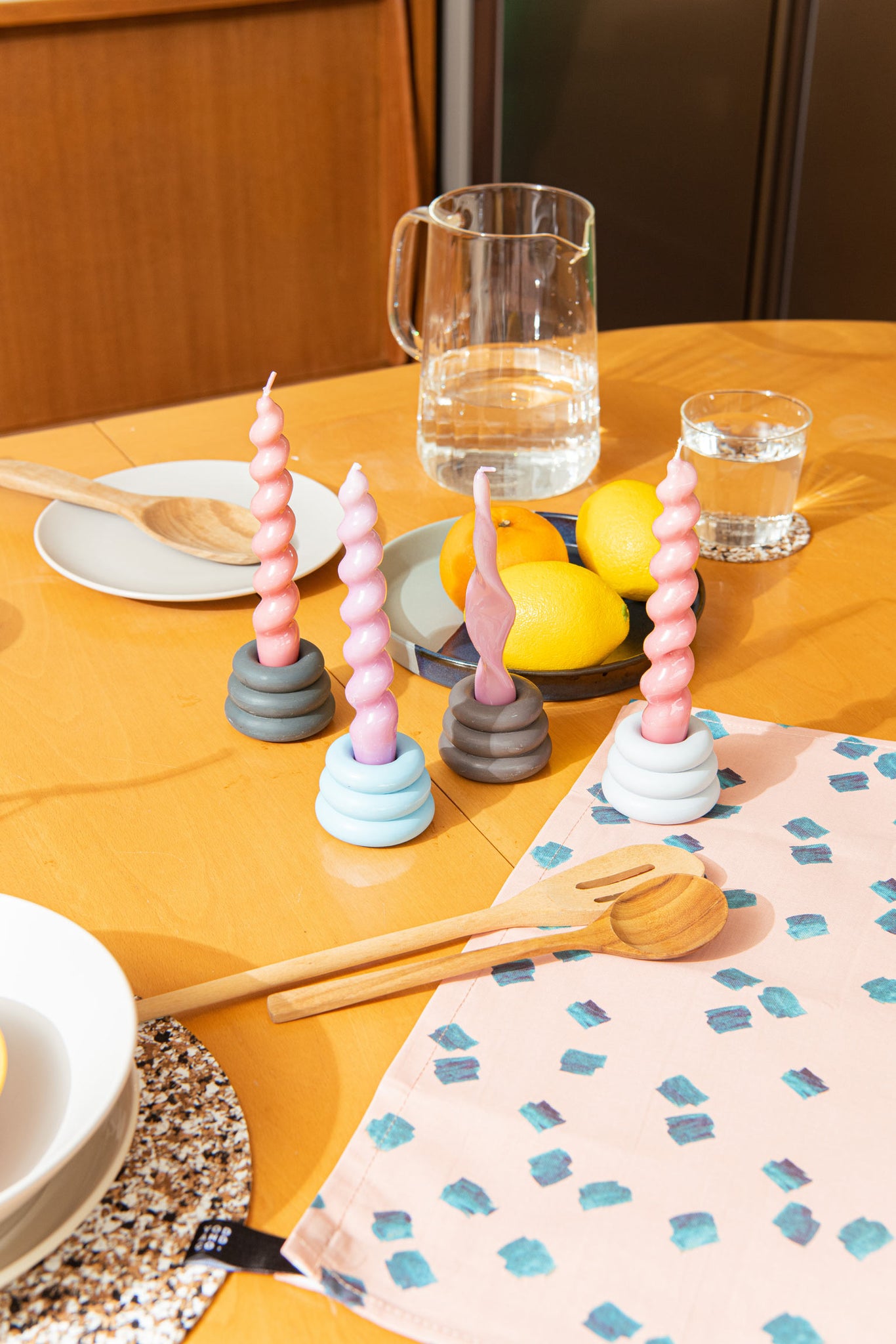 black donut triple ring Jesmonite Candleholder by Yod&CO