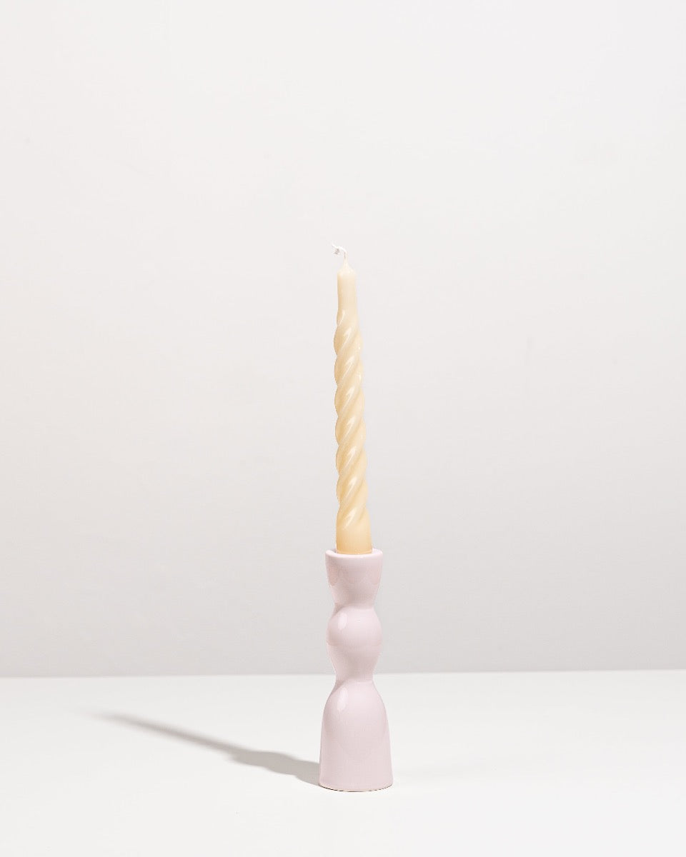 low pink candleholder 