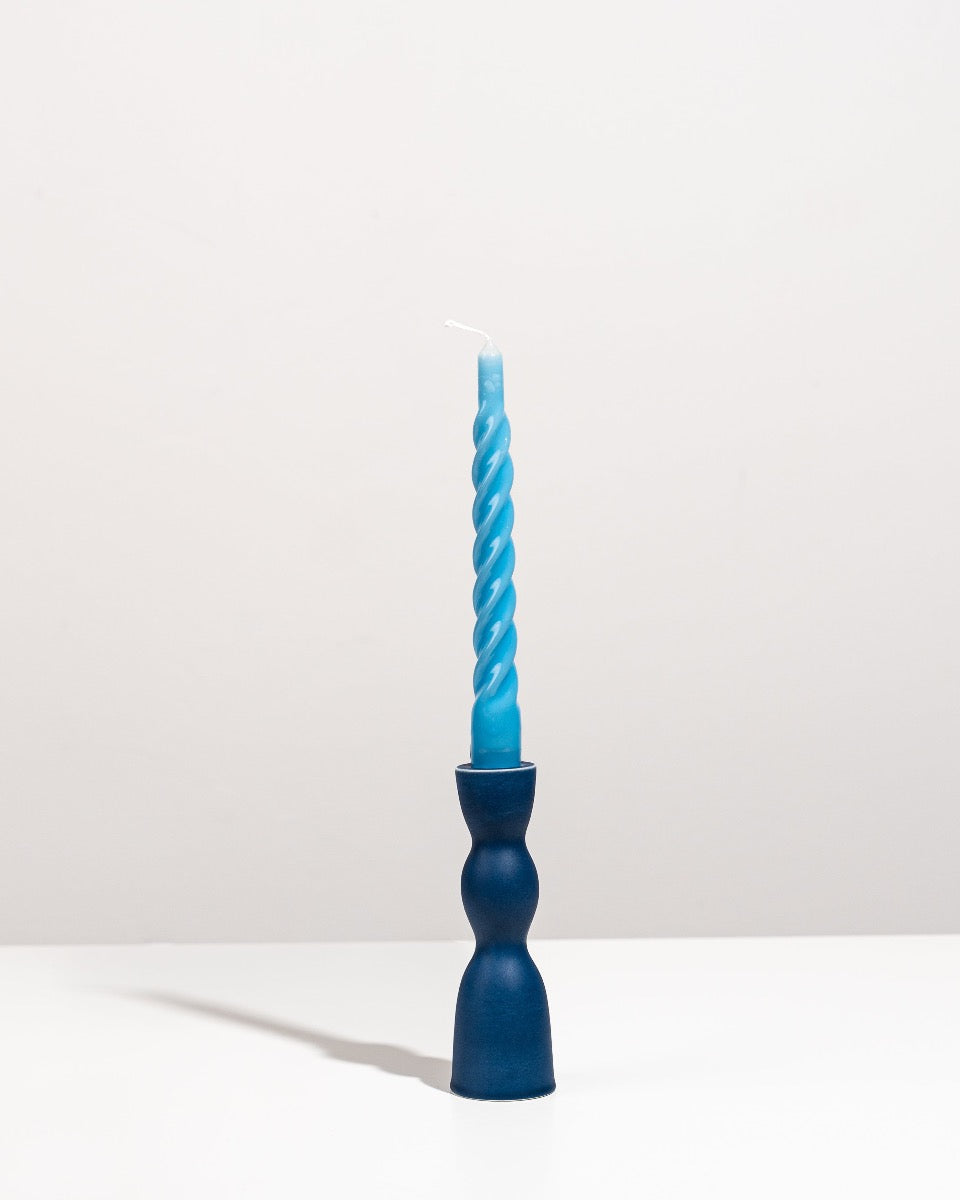 low blue candleholder 
