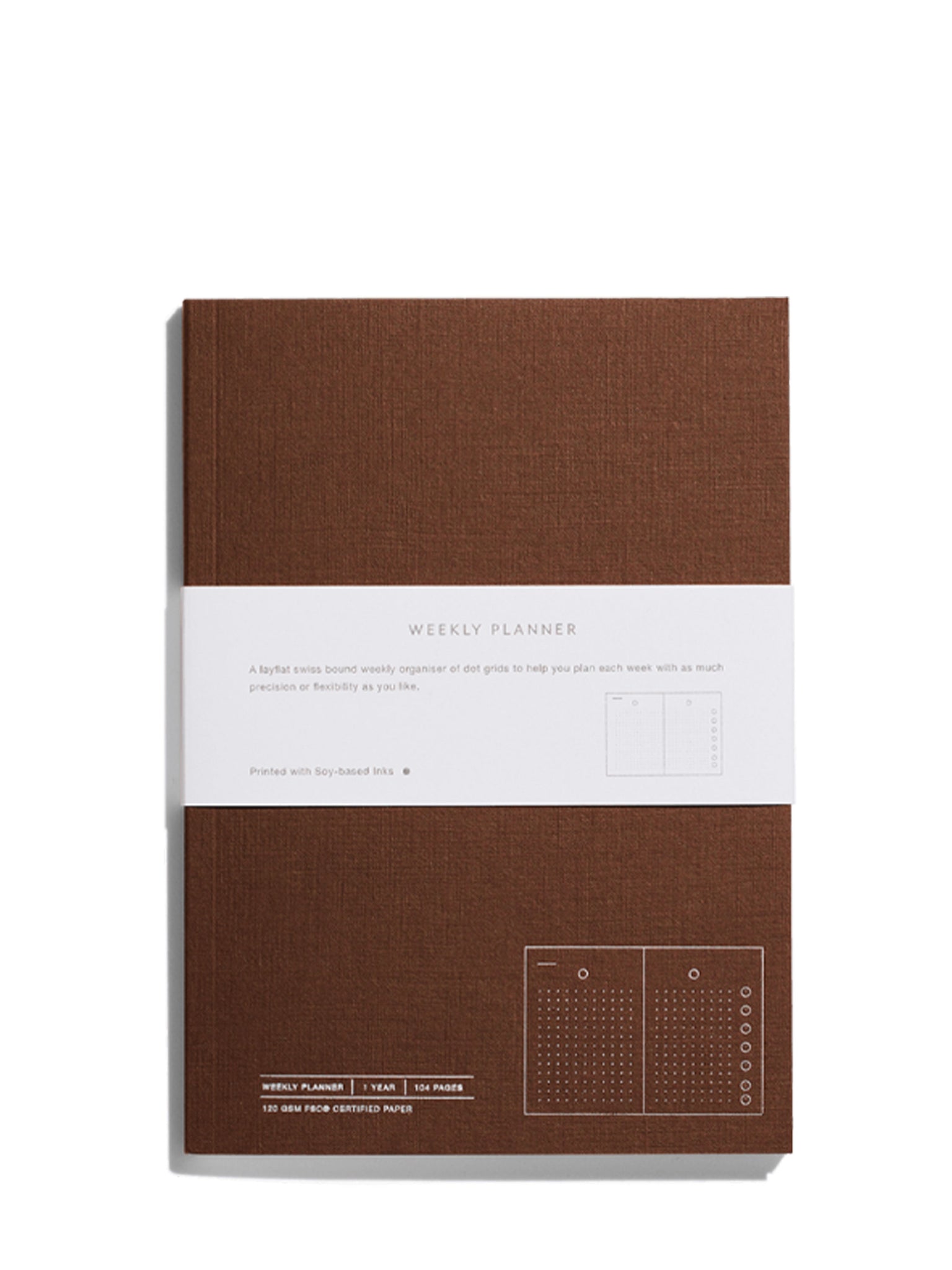 Before breakfast weekl planner note book handmade in london in brown