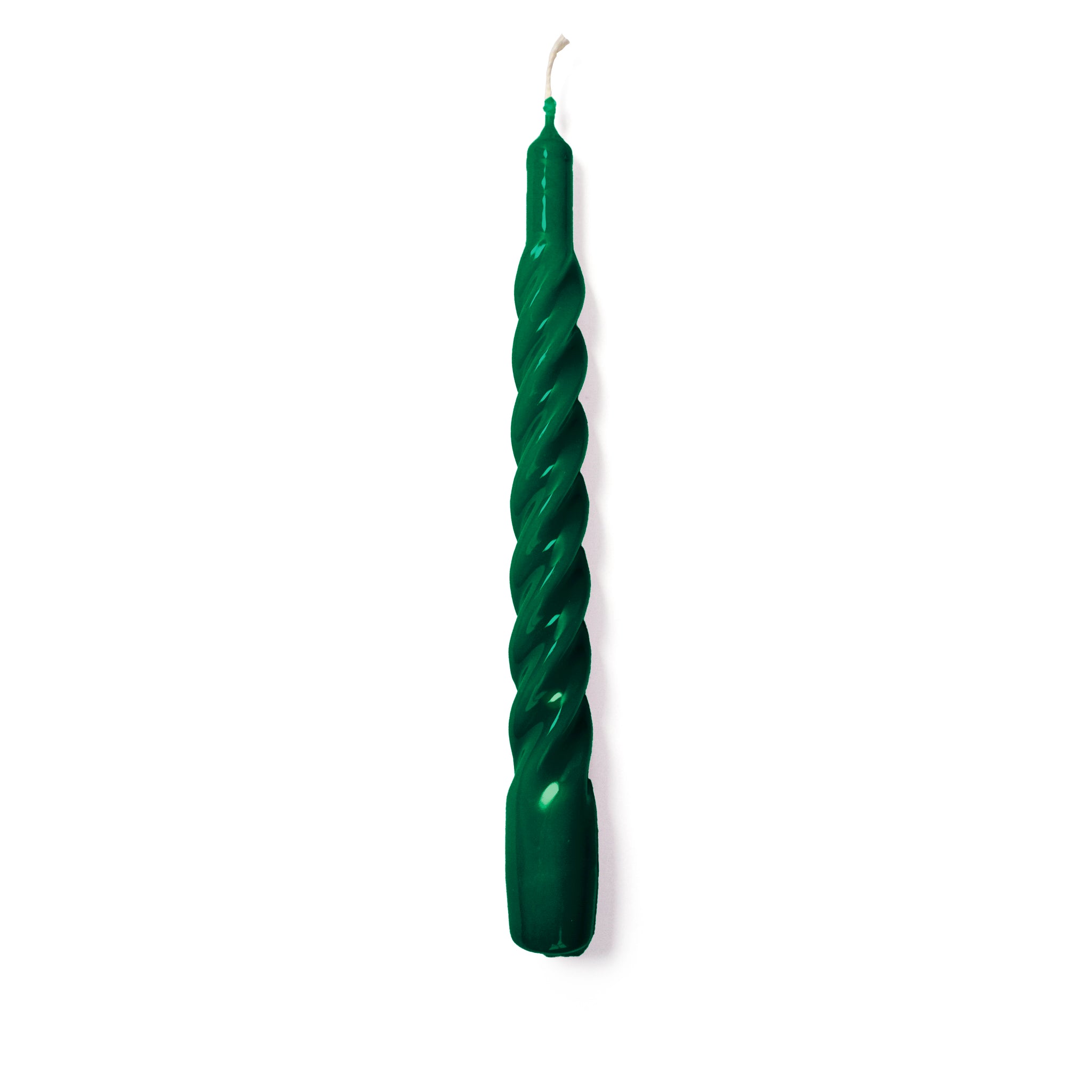 Dark Green Twisted Gloss Candles - Set of 6