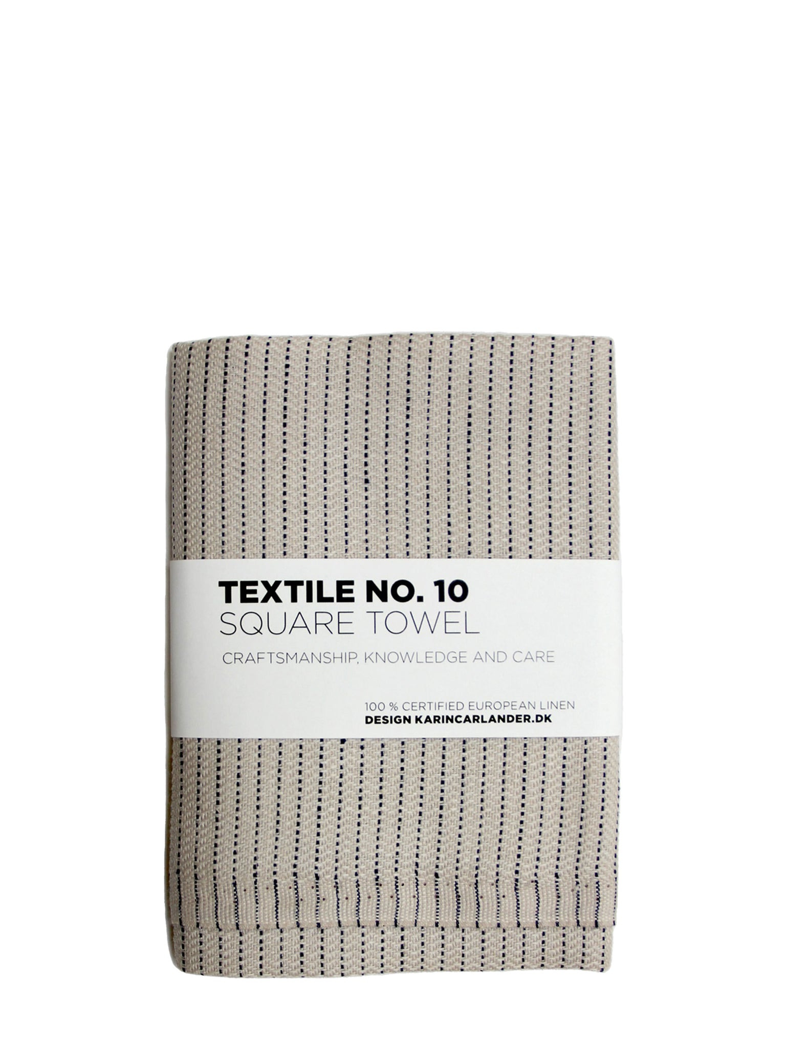 beige black line square linen tea towel