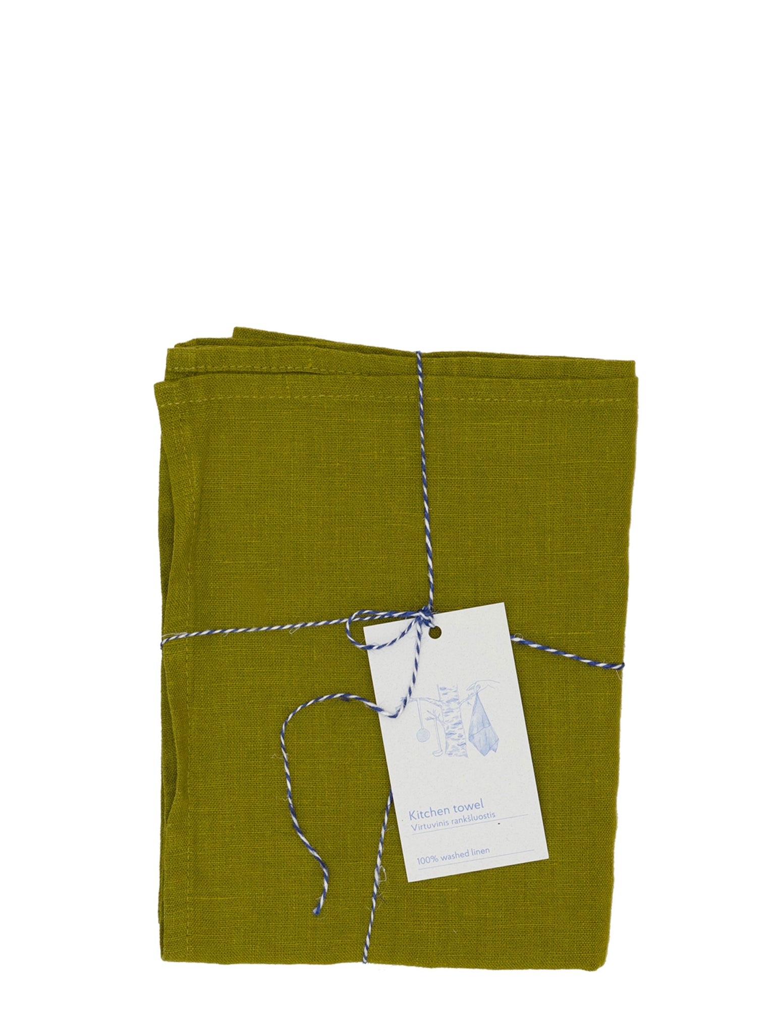 Moss green premium linen kitchen tea towel
