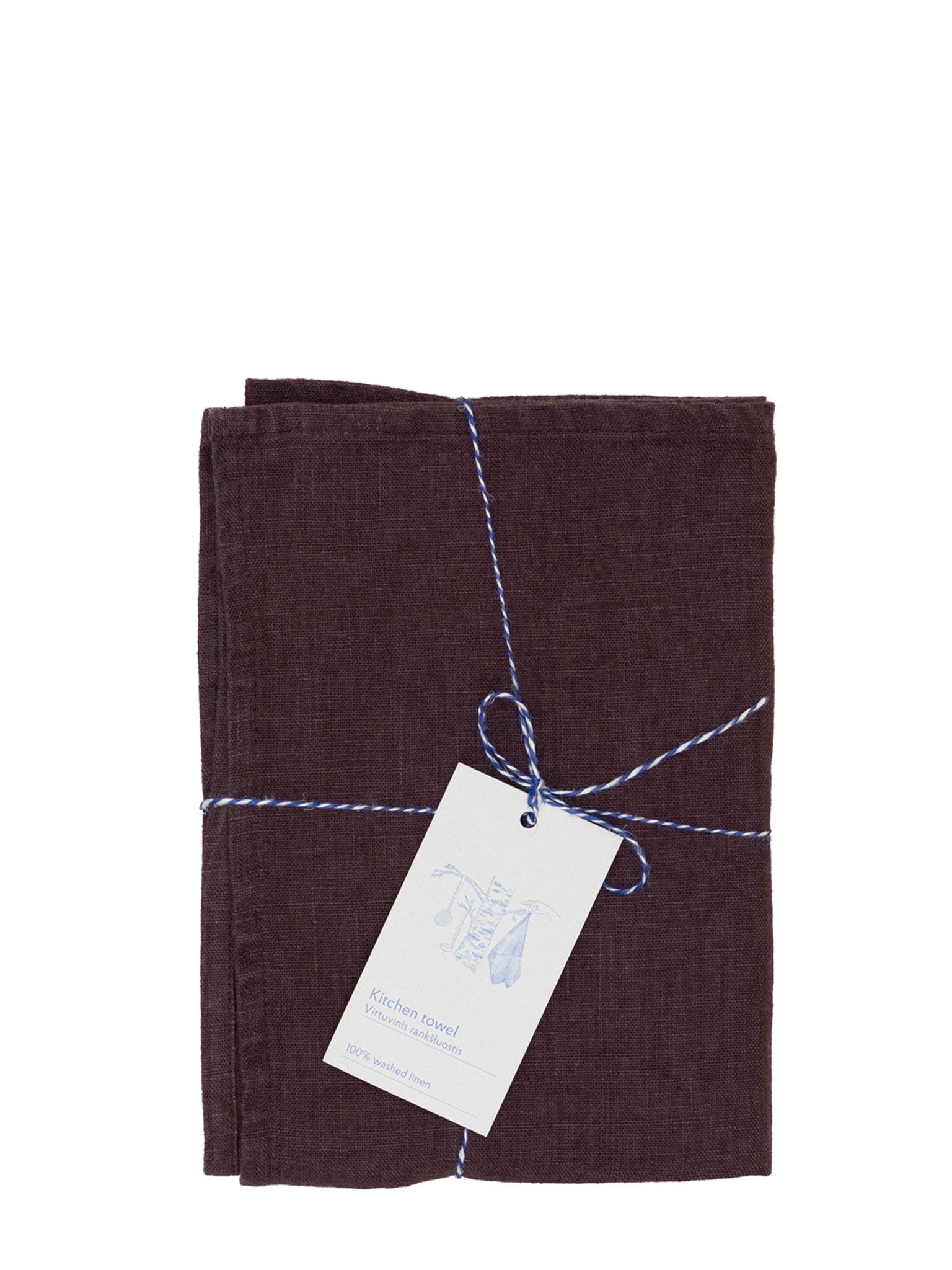Mauve dark purple Linen tales premium linen kitchen tea towel