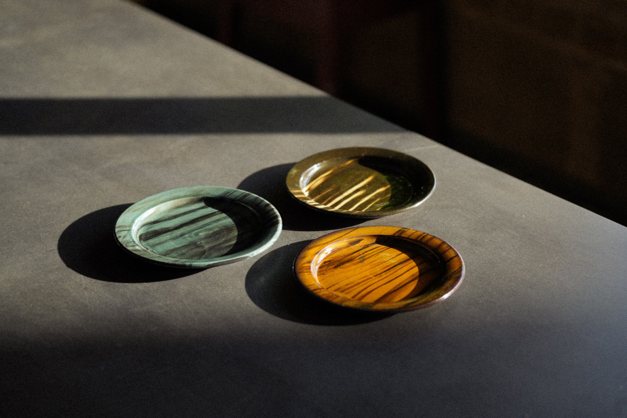 Rob Towler yellow amber ceramic plate hand made, hand thrown potter