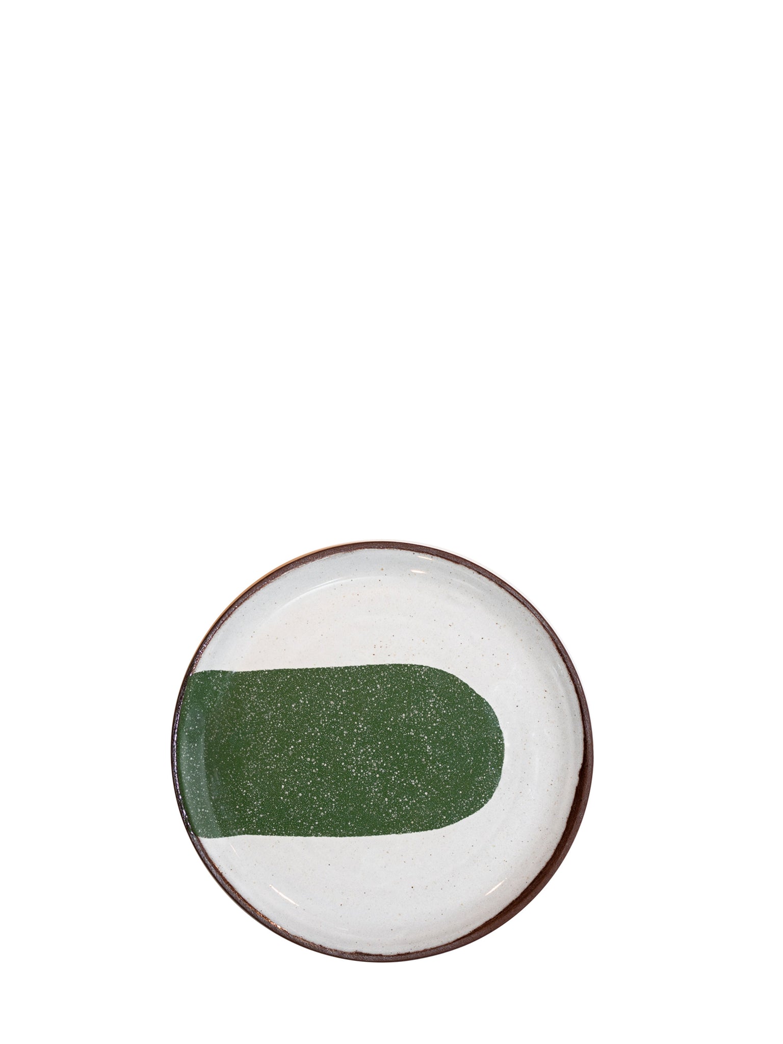 Silvia K handmade terracotta small plate with white and green decor