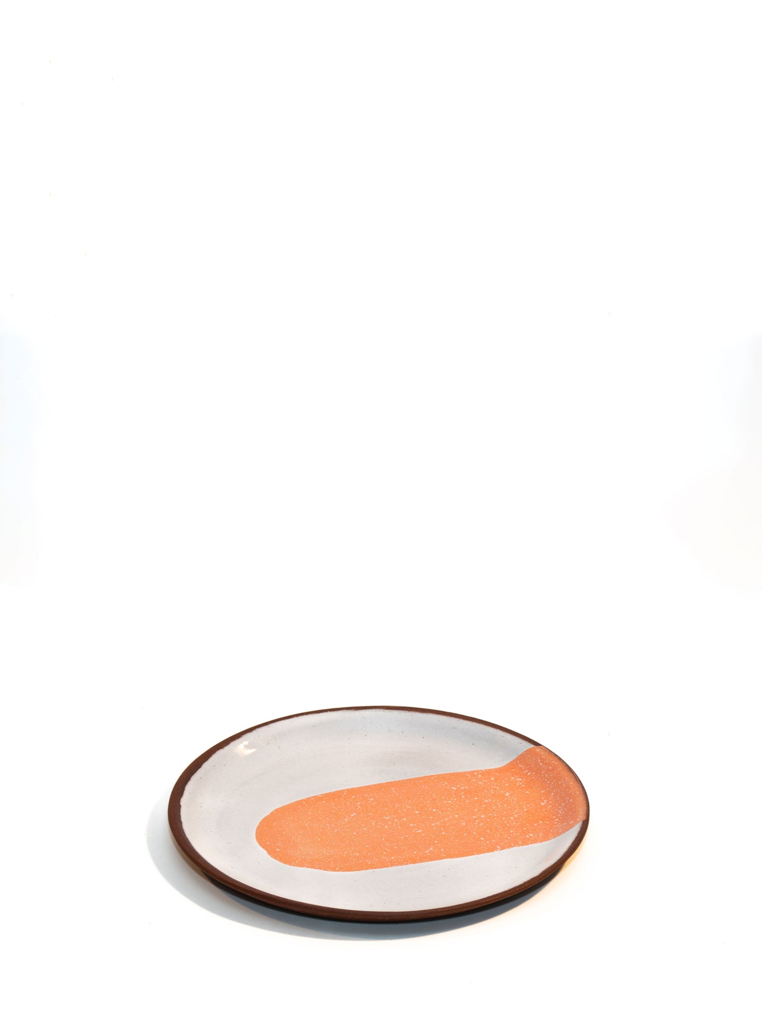 Silvia K handmade terracotta small plate with white and orange decor