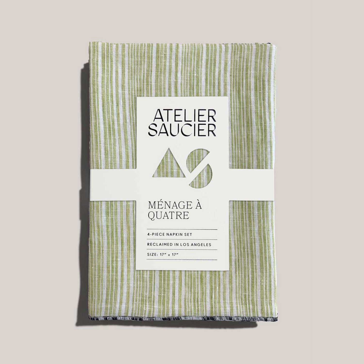 Atelier Saucier Avocado Stripe Napkin Set of 4