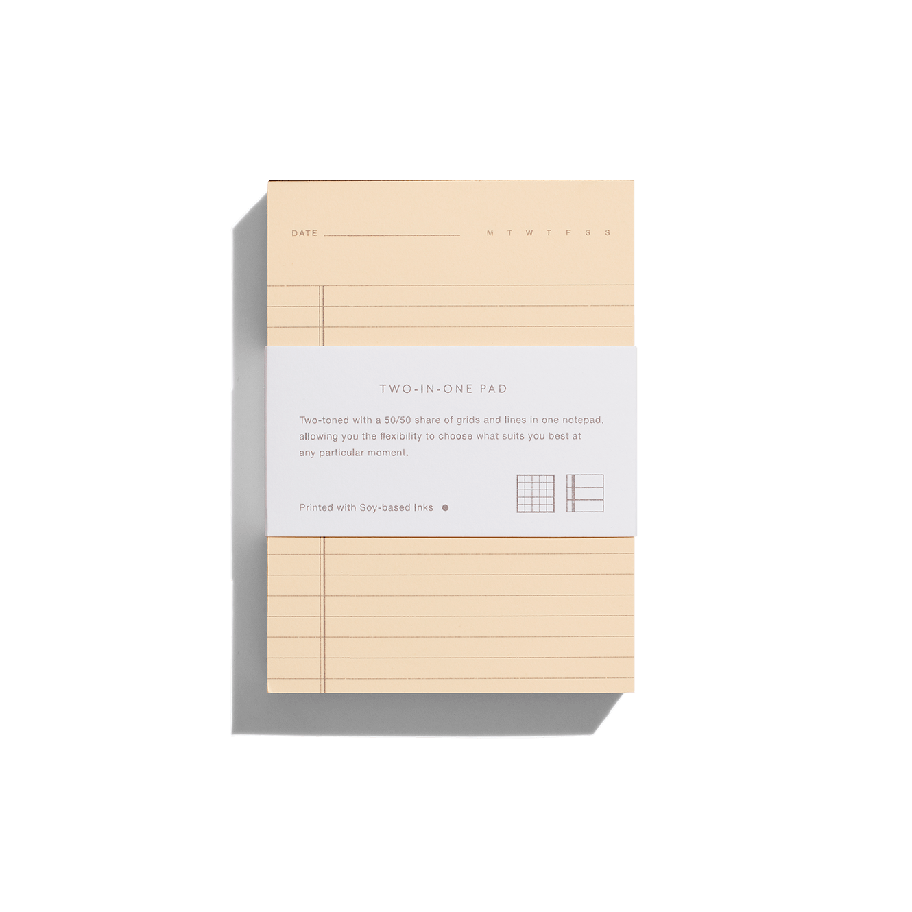 Before Breakfast 2in1 note pad in cream and brown with graph and line rule