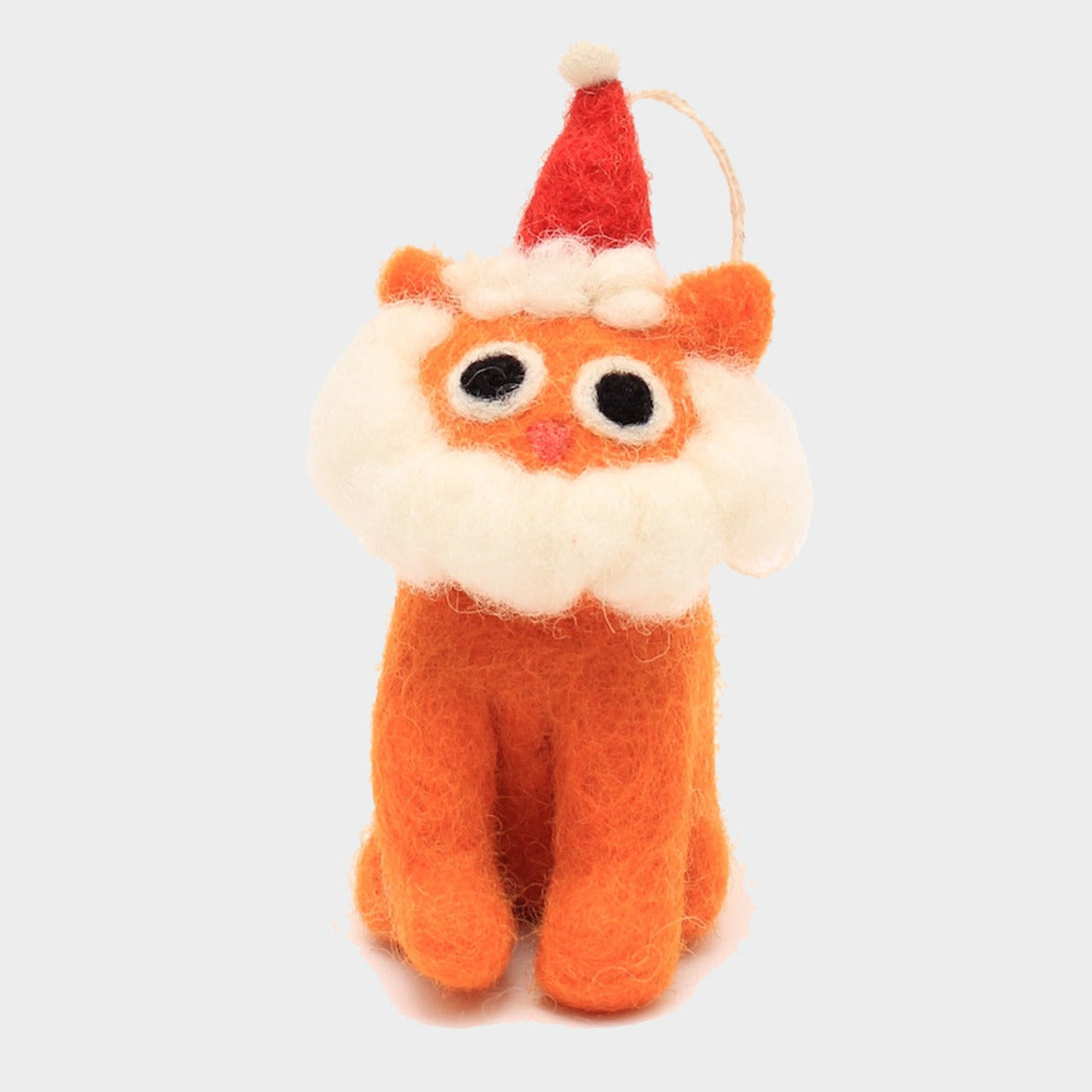 orange cat with beard and christmas hat christmas hanging decoration