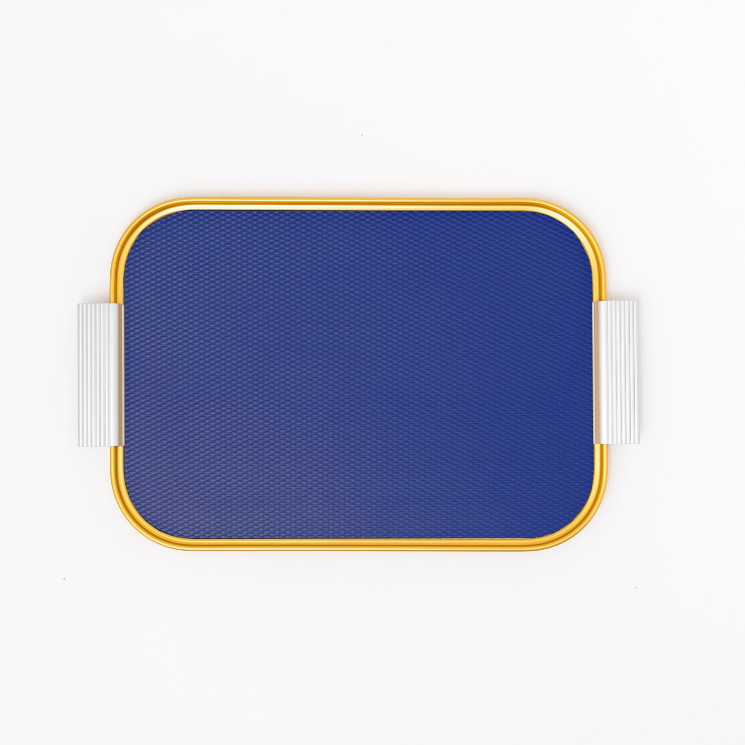 Kaymet metal ribbed tray size S14 in royal blue, gold and silver