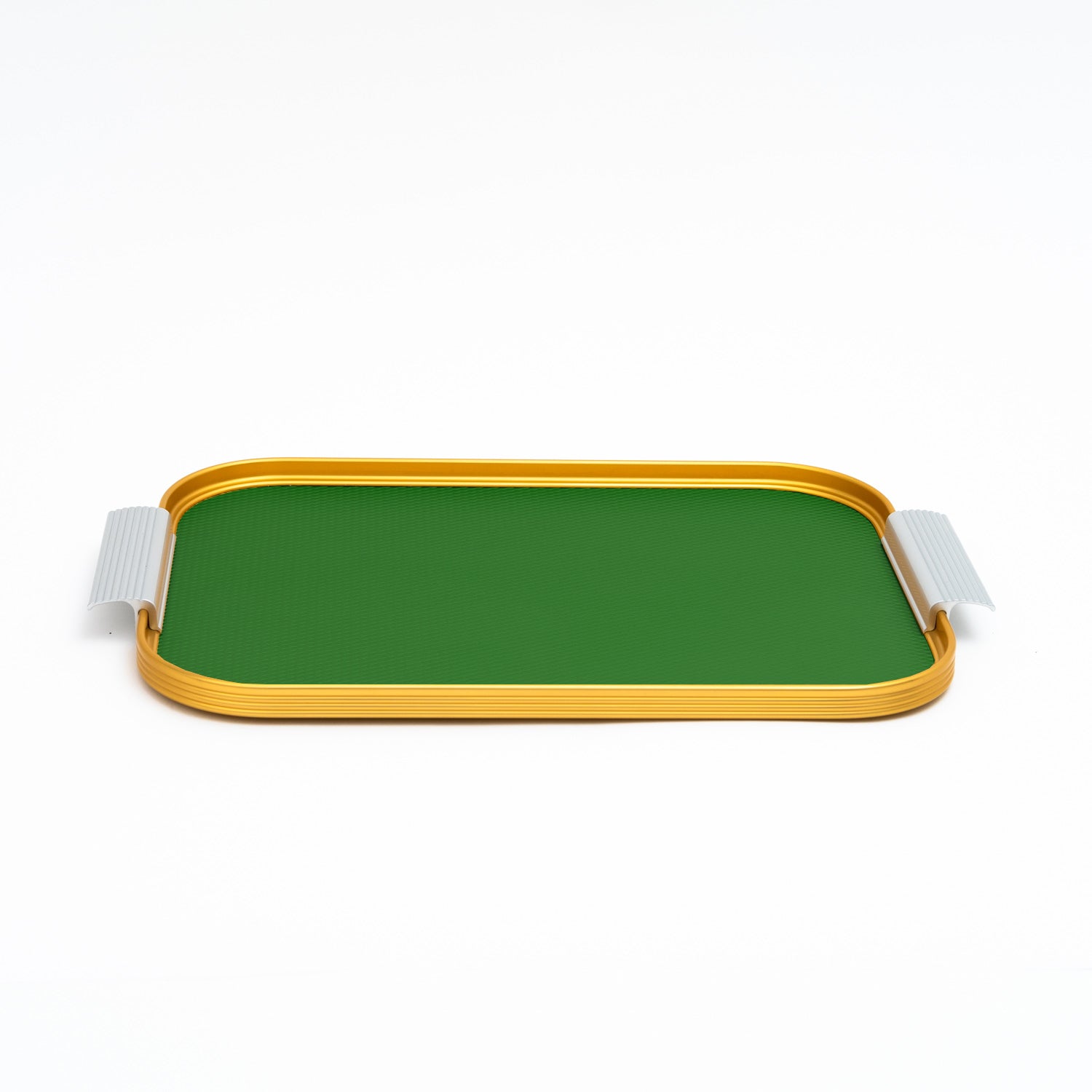 KAYMET METAL RIBBED TRAY IN SIZE S14 GREEN, GOLD AND SILVER