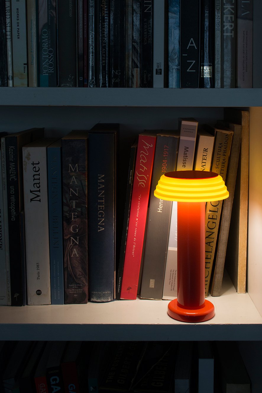 George Sowden USB portable Lamp in red and yellow