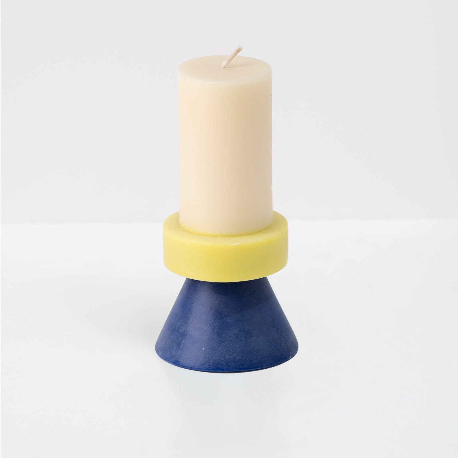 Tall Stack Candle by Yod and Co in white, yellow and blue