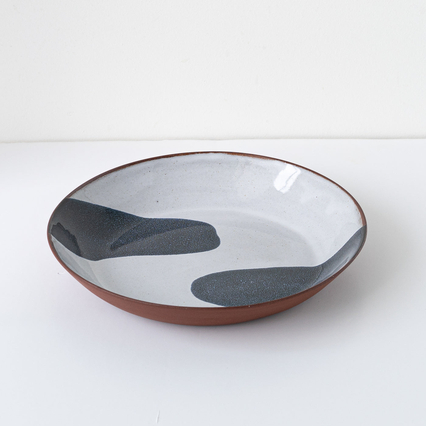 Silvia K terracotta ceramic pasta bowl with 2 black decoration
