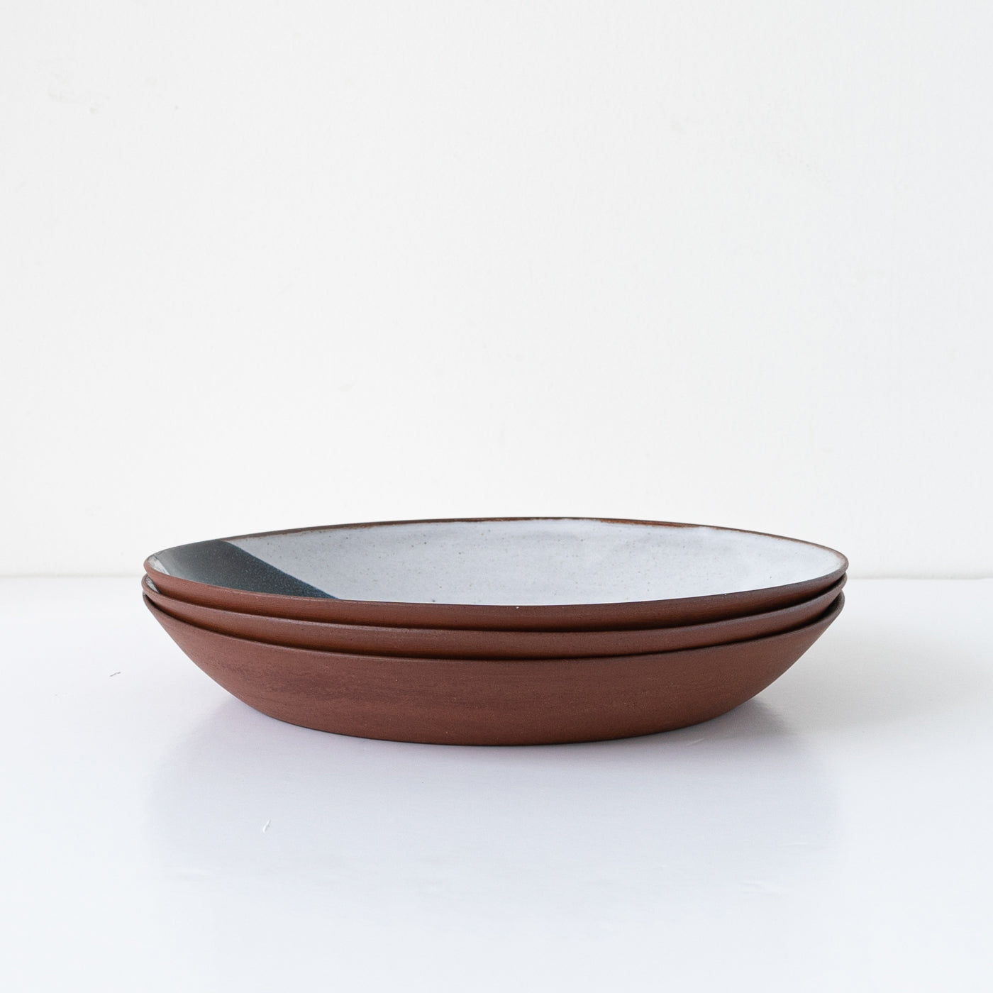 Silvia K terracotta ceramic pasta bowl with 2 black decoration