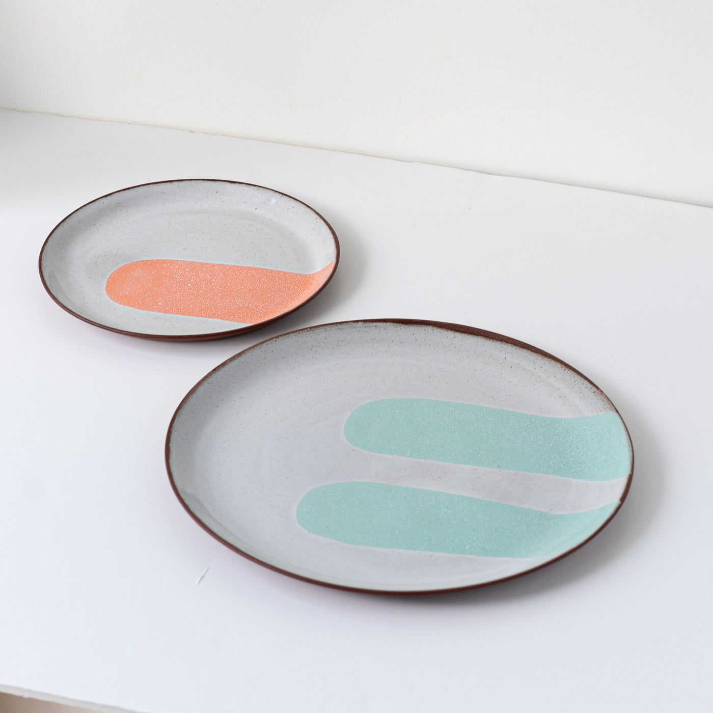 Silvia K handmade terracotta small plate with white and black decor