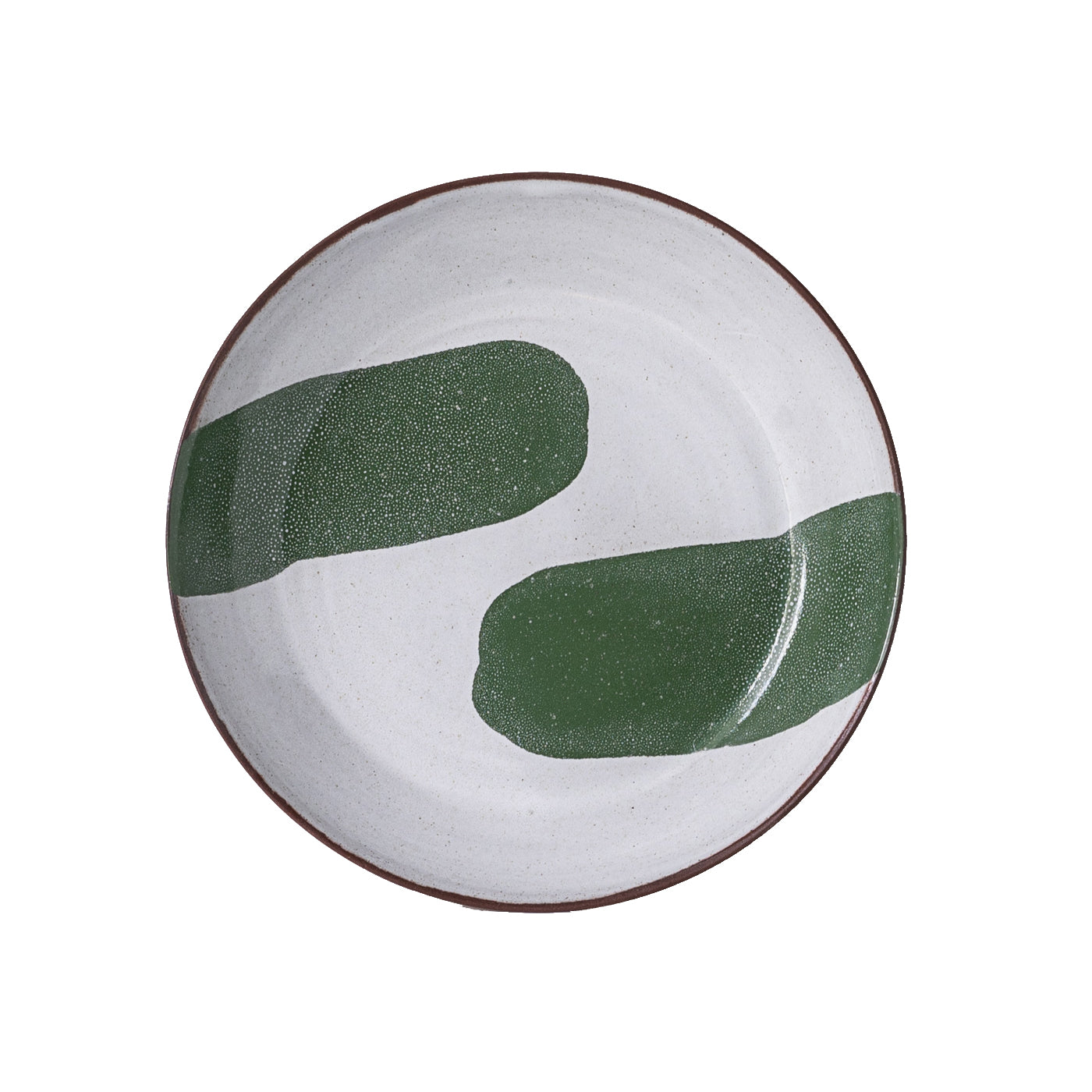 Silvia K terracotta ceramic pasta bowl with 2 green decoration