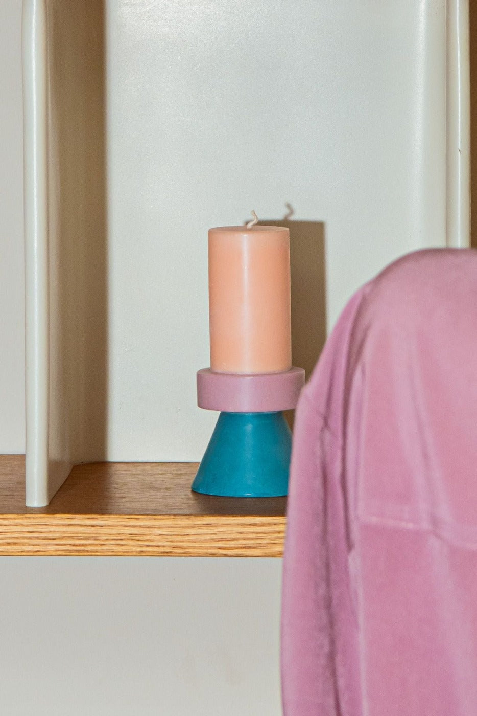 Stack Candle Tall, shaped candles by Yod and co in pink, purple, blue