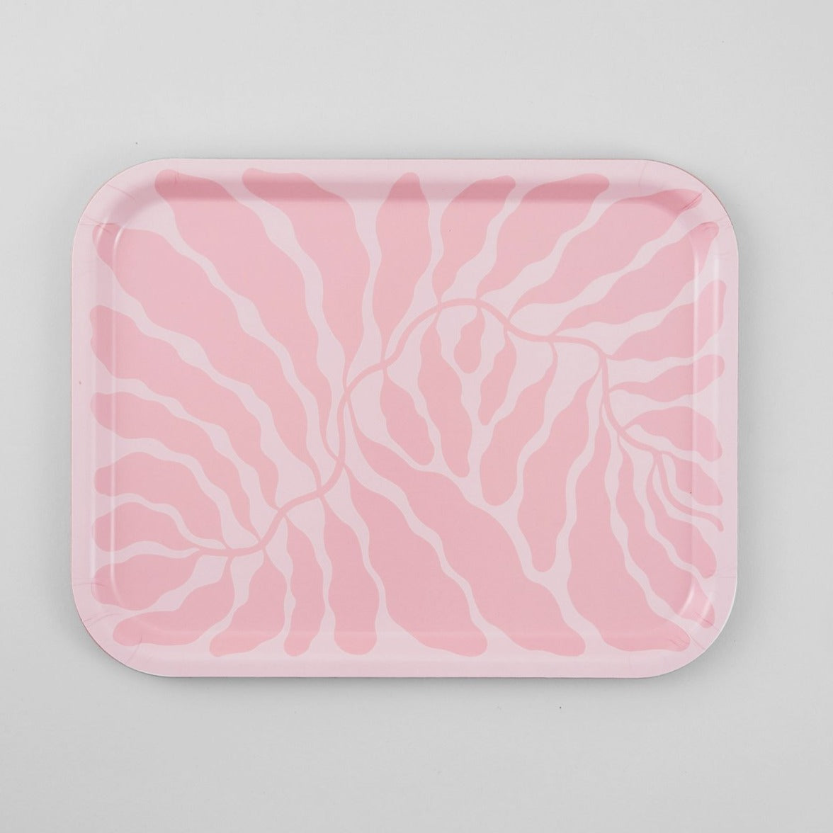 Pink Leaves Rectangle Art Tray Pink Leaves Rectangle Art Tray