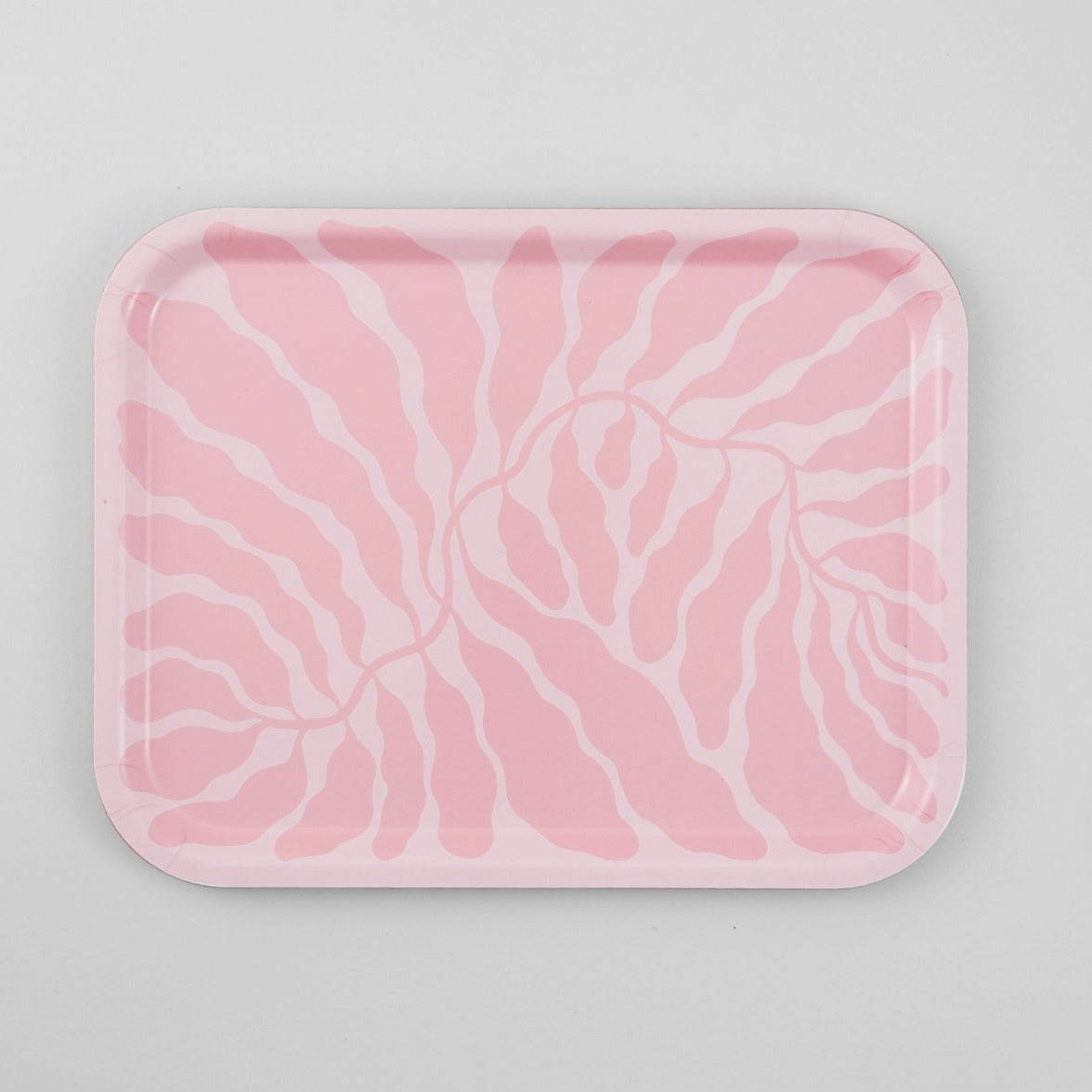 Pink leaves art tray by Wrap Magazine
