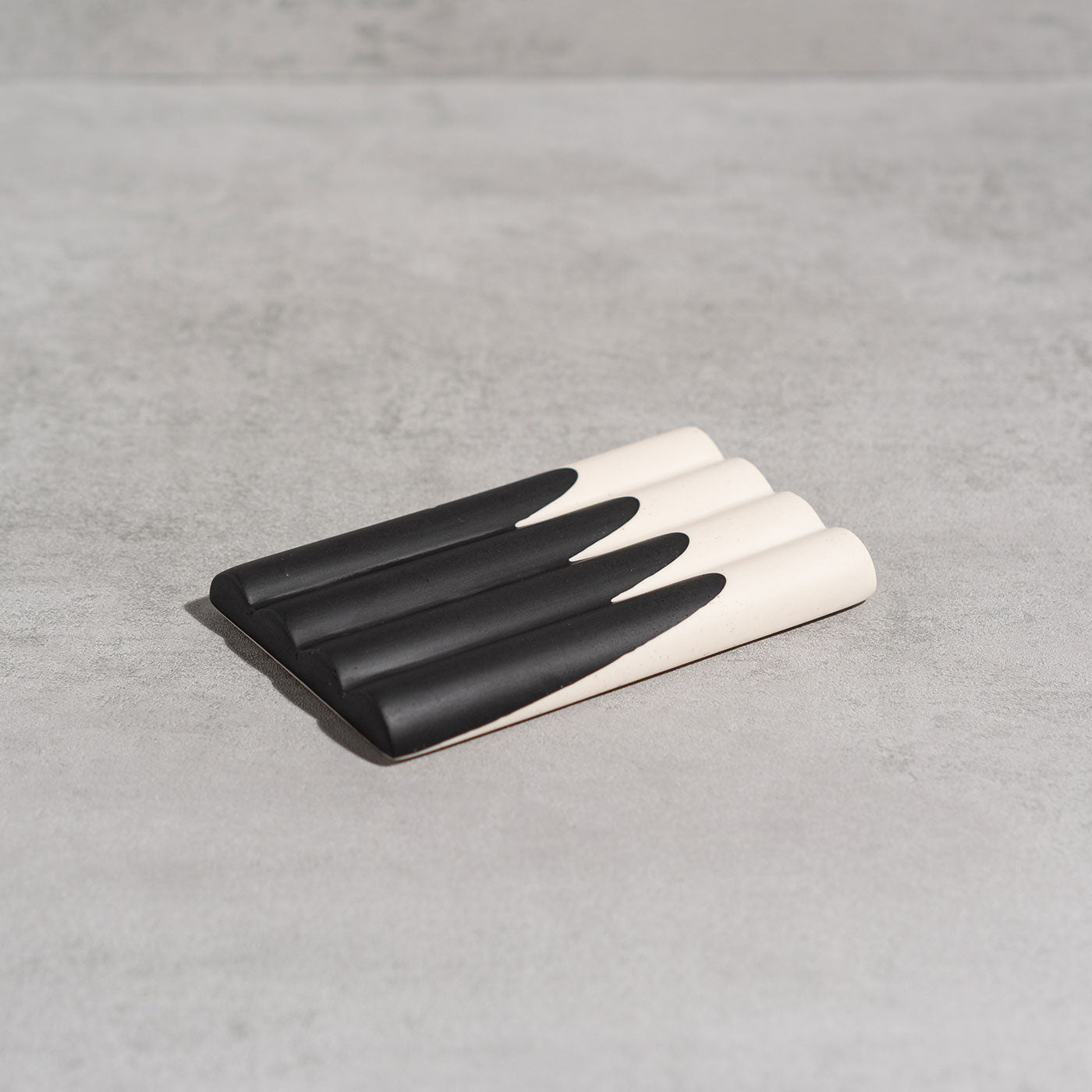 Jesmonite soap dish in Charcoal & Off-White