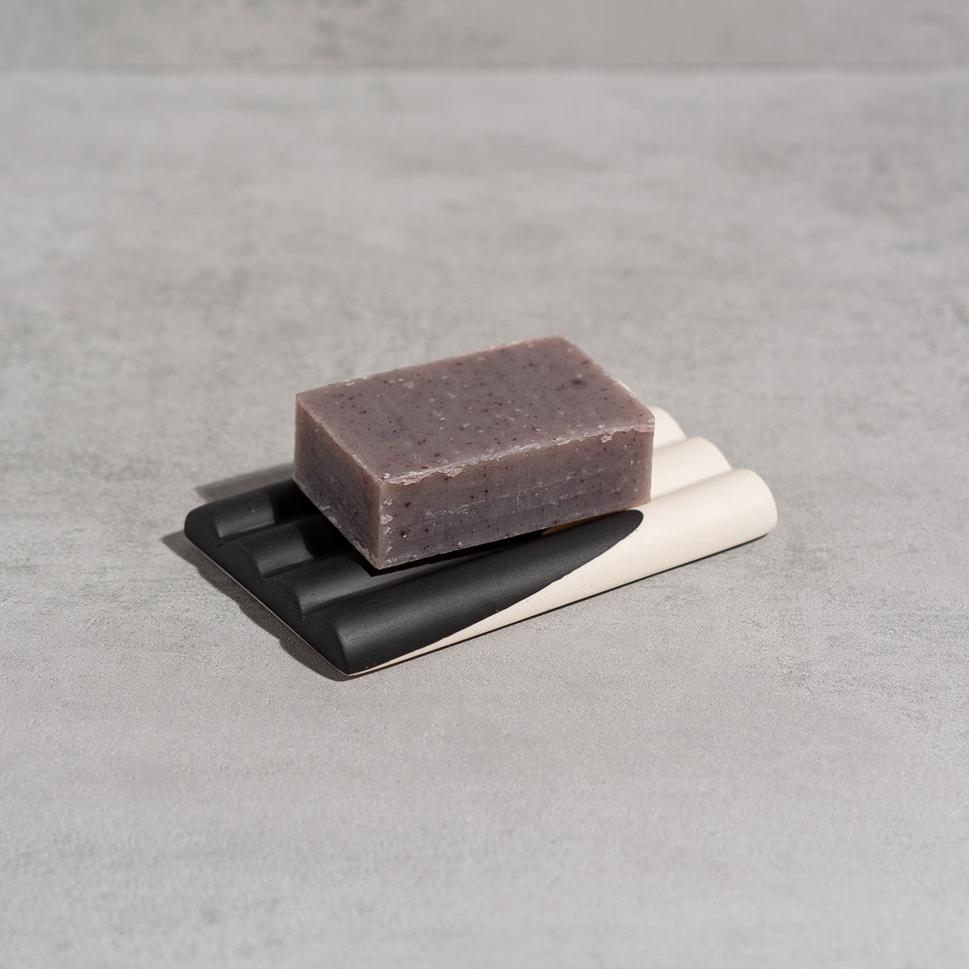 Jesmonite soap dish in Charcoal & Off-White