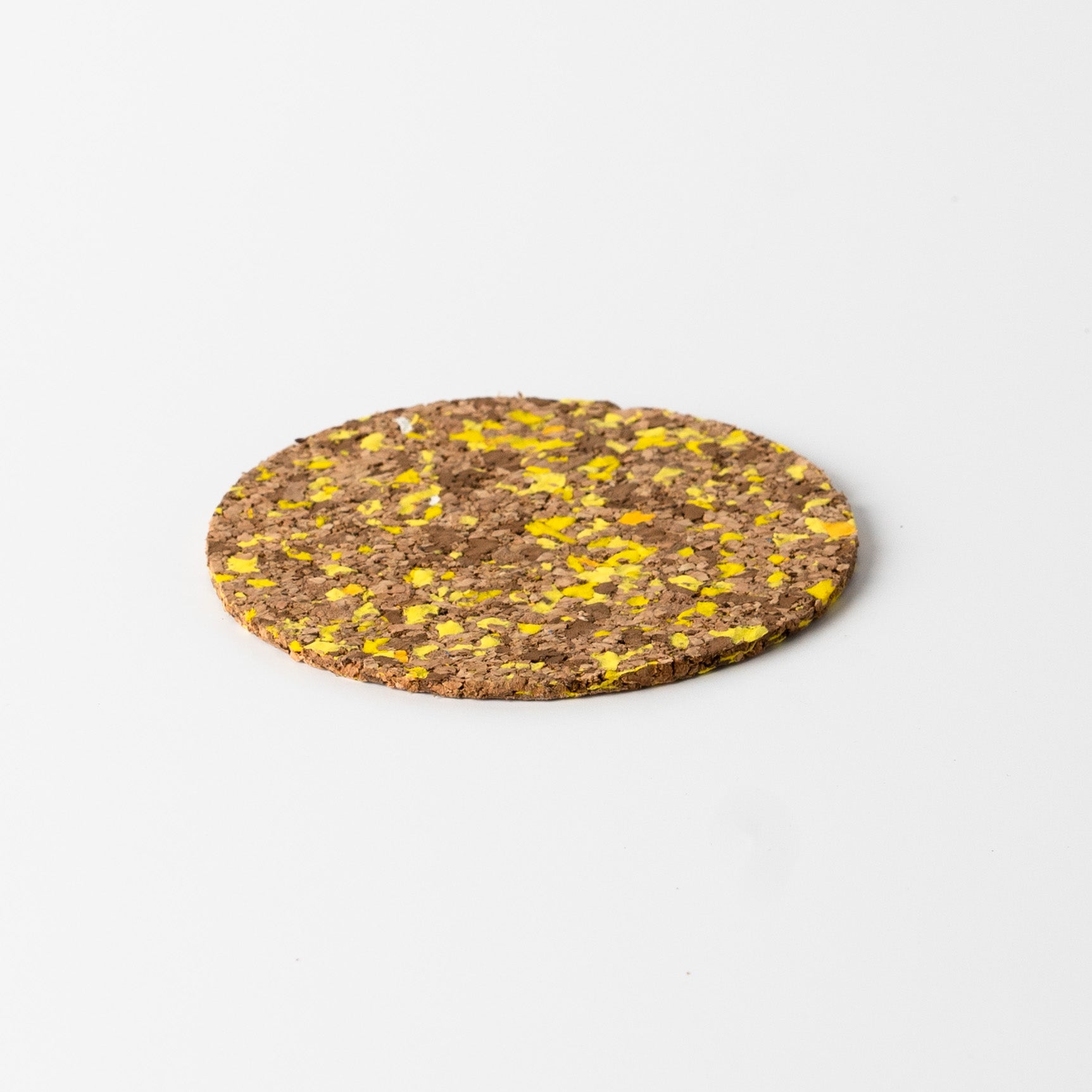 Yellow round cork coasters set of 4 by Yod and Co