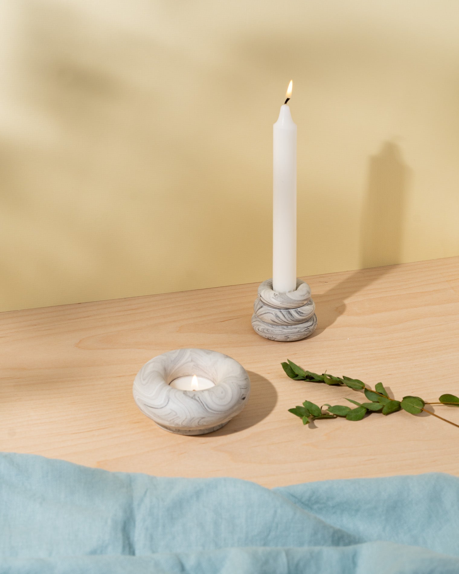 white Jesmonite Candleholder by Yod and Co