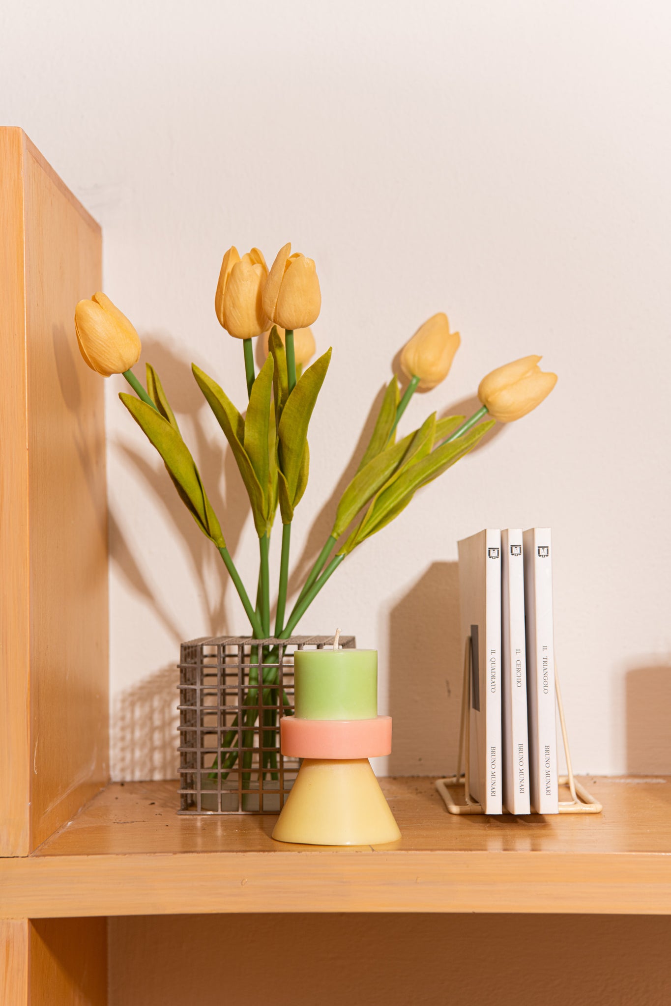 Stack candle by yod and co in pink yellow green