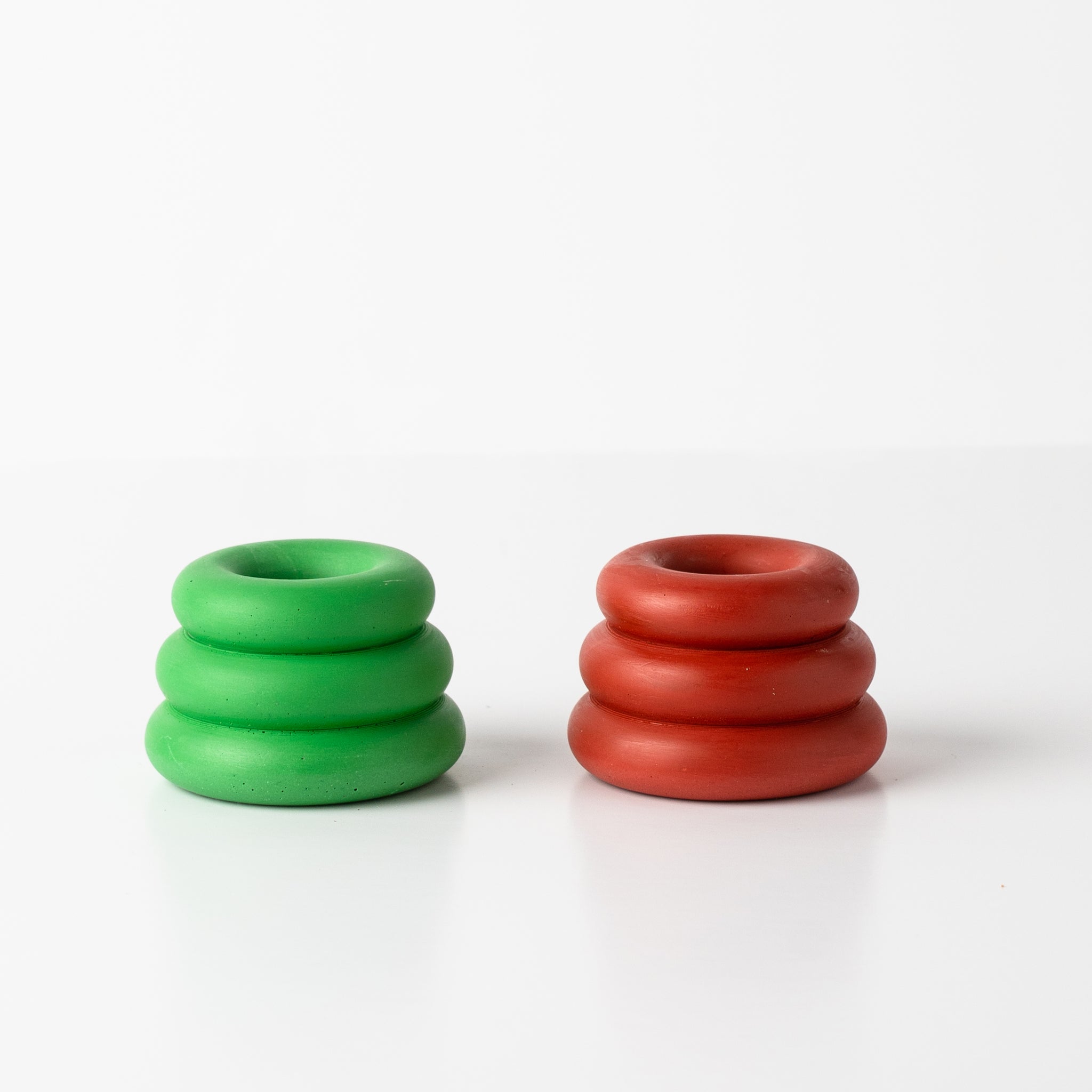 Red Triple O candleholder in jesmonite by yod and co