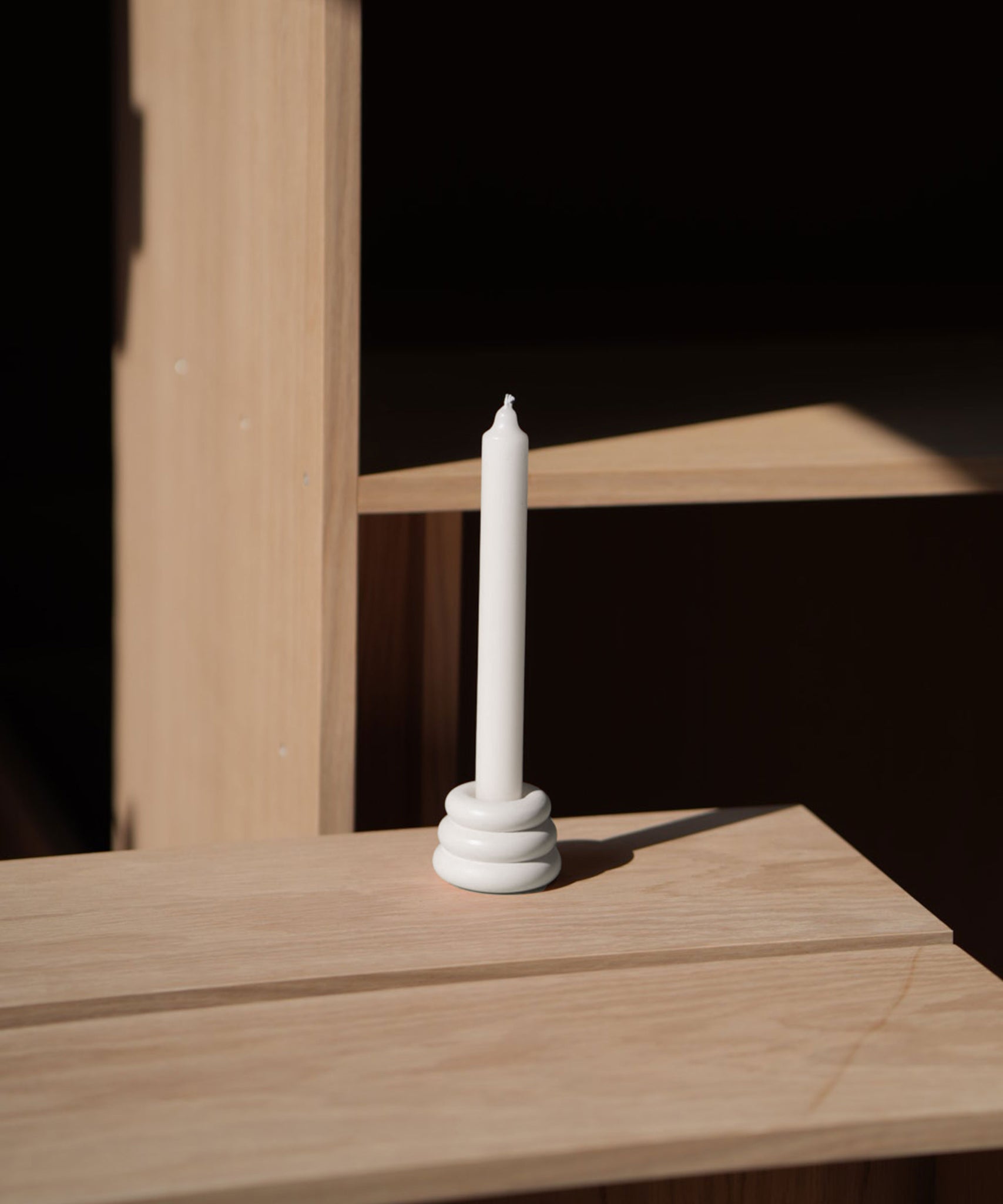 white Jesmonite Candleholder by Yod and Co